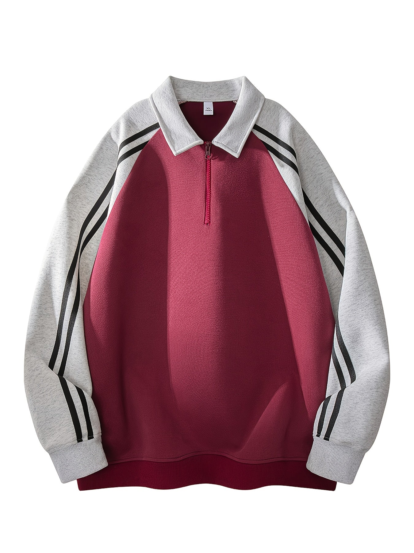 Men's & Women's Color-Block Striped Polo Shirt \u002F Loose Fit Zip-Up Hoodie with Contrast Collar