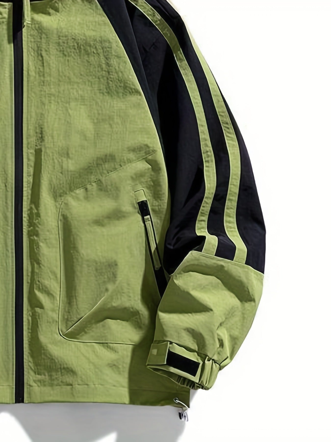 Polyester Hooded Jacket Polyester Men's Casual Hooded Jacket | Color-Block Design, Loose Fit