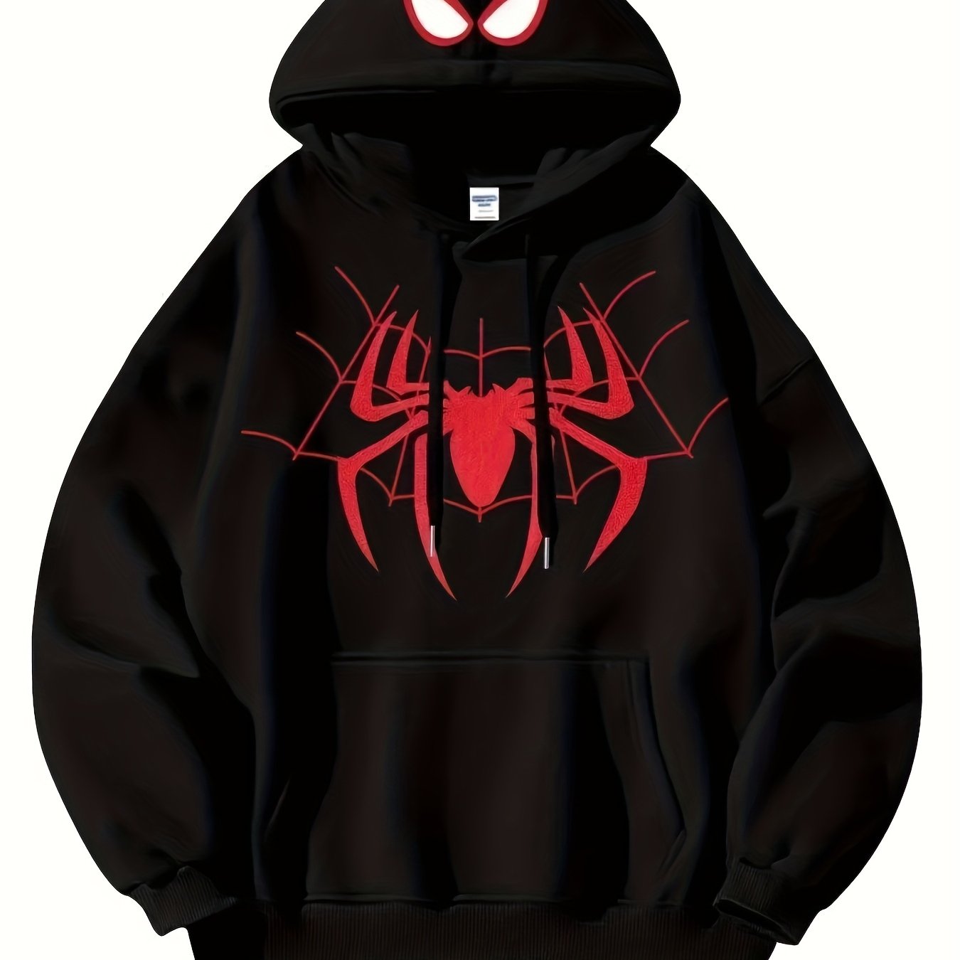 Spider Print Hoodie Stylish Black Spider Print Men's Hoodie