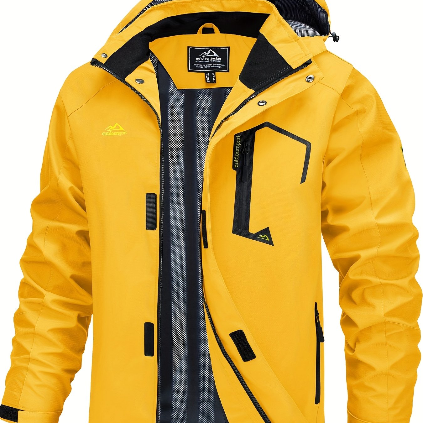 Men's Lightweight Windproof Jacket with Detachable Hood & Full-Zip Closure - Adjustable Cuffs