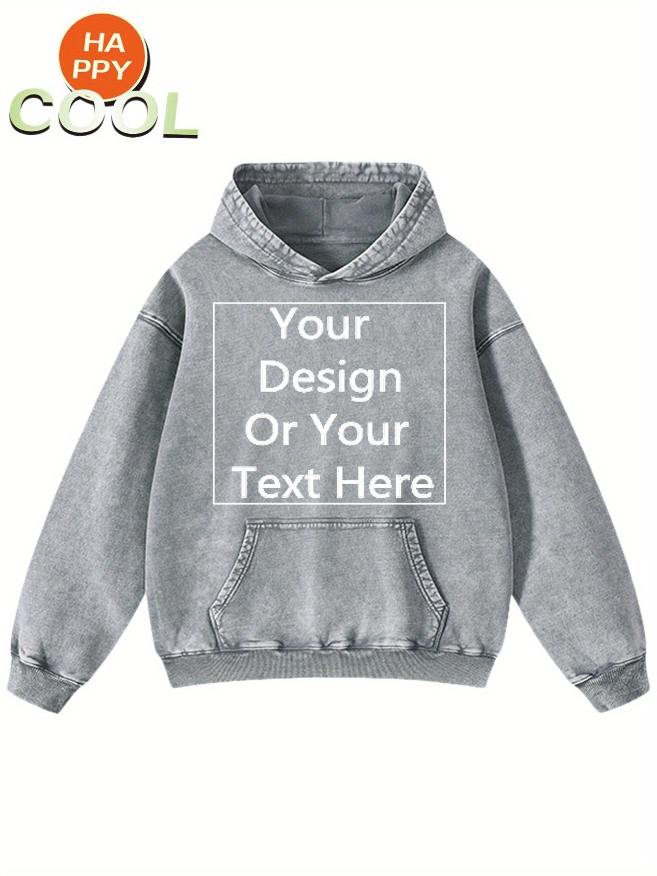 Custom Washed Unisex Hoodie For Lover Gift Thickened Customizable Men'S Pure Pocket Hoodie