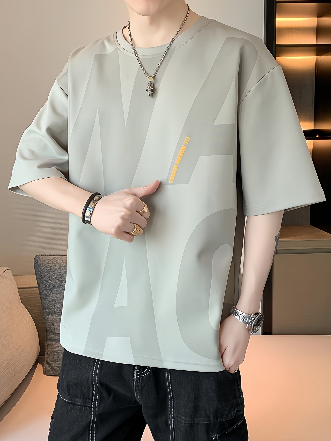 Men's Loose Fit Summer Graphic T-Shirt - \