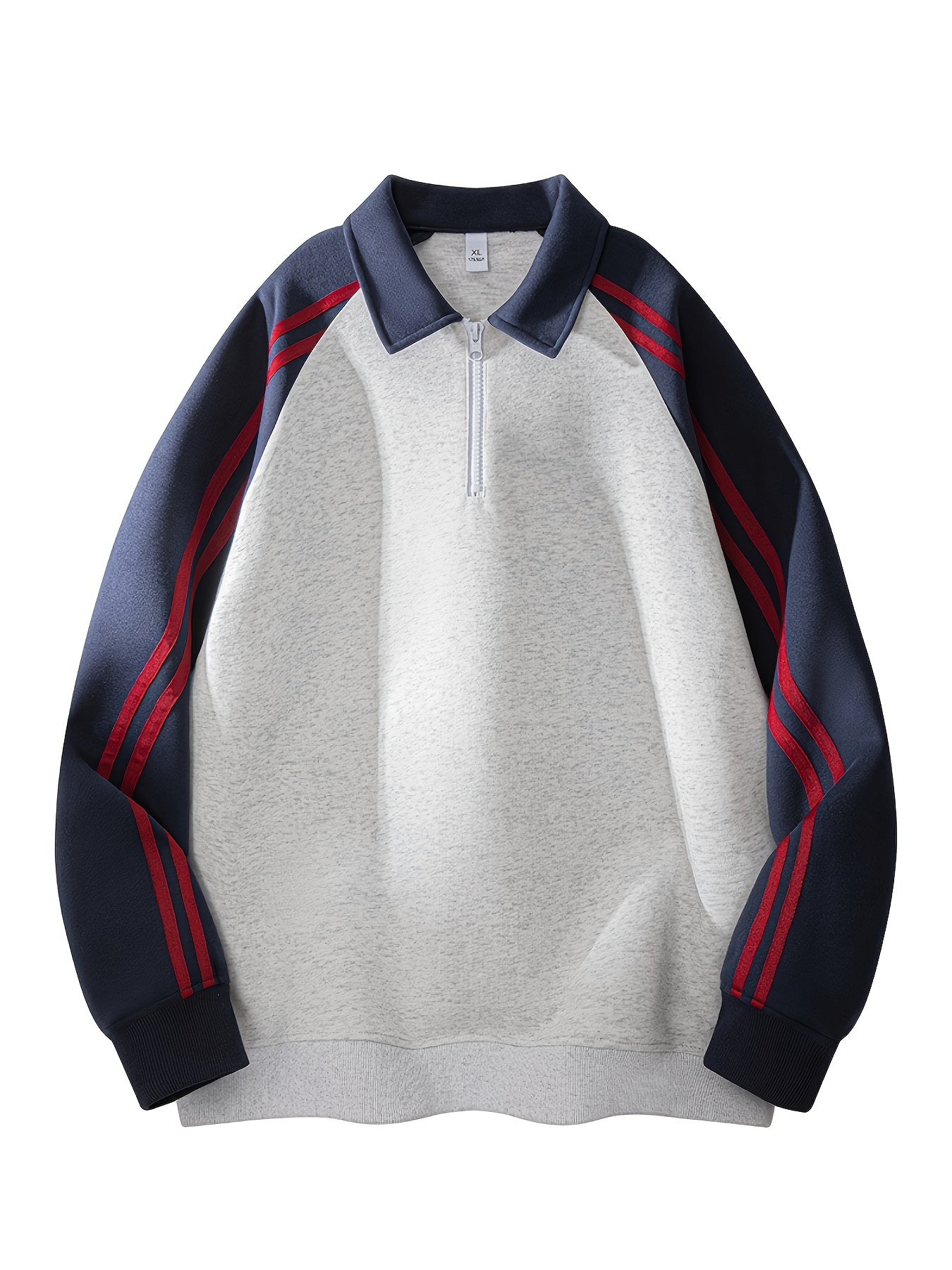 Men's & Women's Color-Block Striped Polo Shirt \u002F Loose Fit Zip-Up Hoodie with Contrast Collar