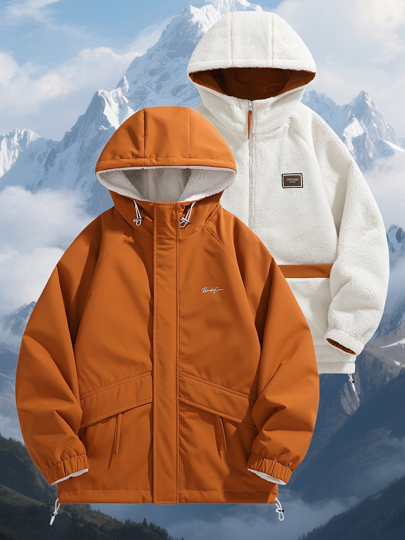 Men's and Unisex Reversible Hooded Jacket - Zip Closure, Flap Front Design