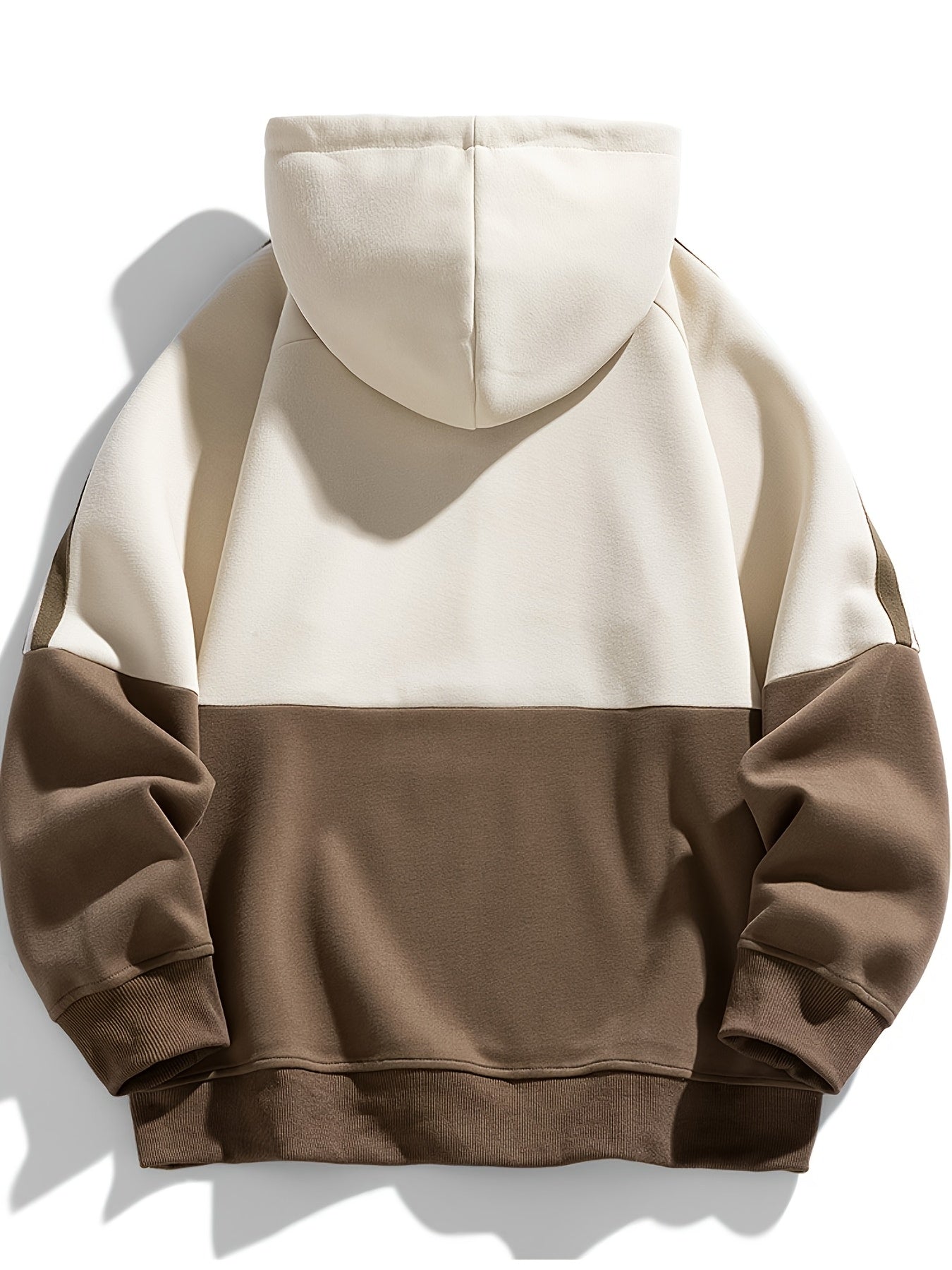 Men'S Casual Color Block Hoodie with Pockets - & Brown Two-Tone Design