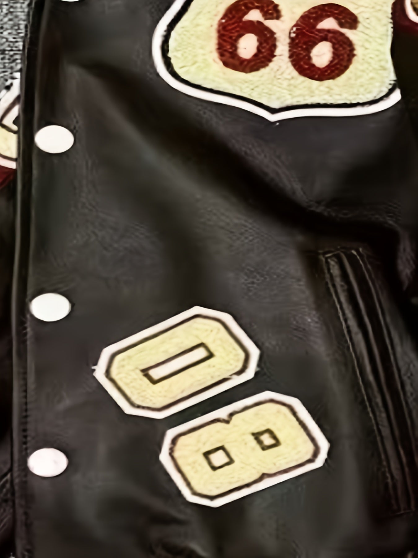 Men'S Embroidered Baseball Jacket, Casual Faux Leather with Polyester Lining, Stand Collar