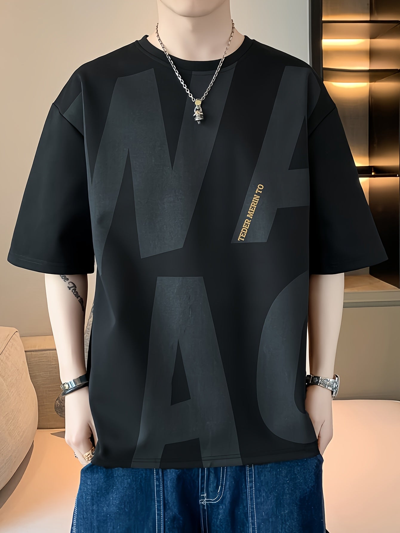 Men's Loose Fit Summer Graphic T-Shirt - \