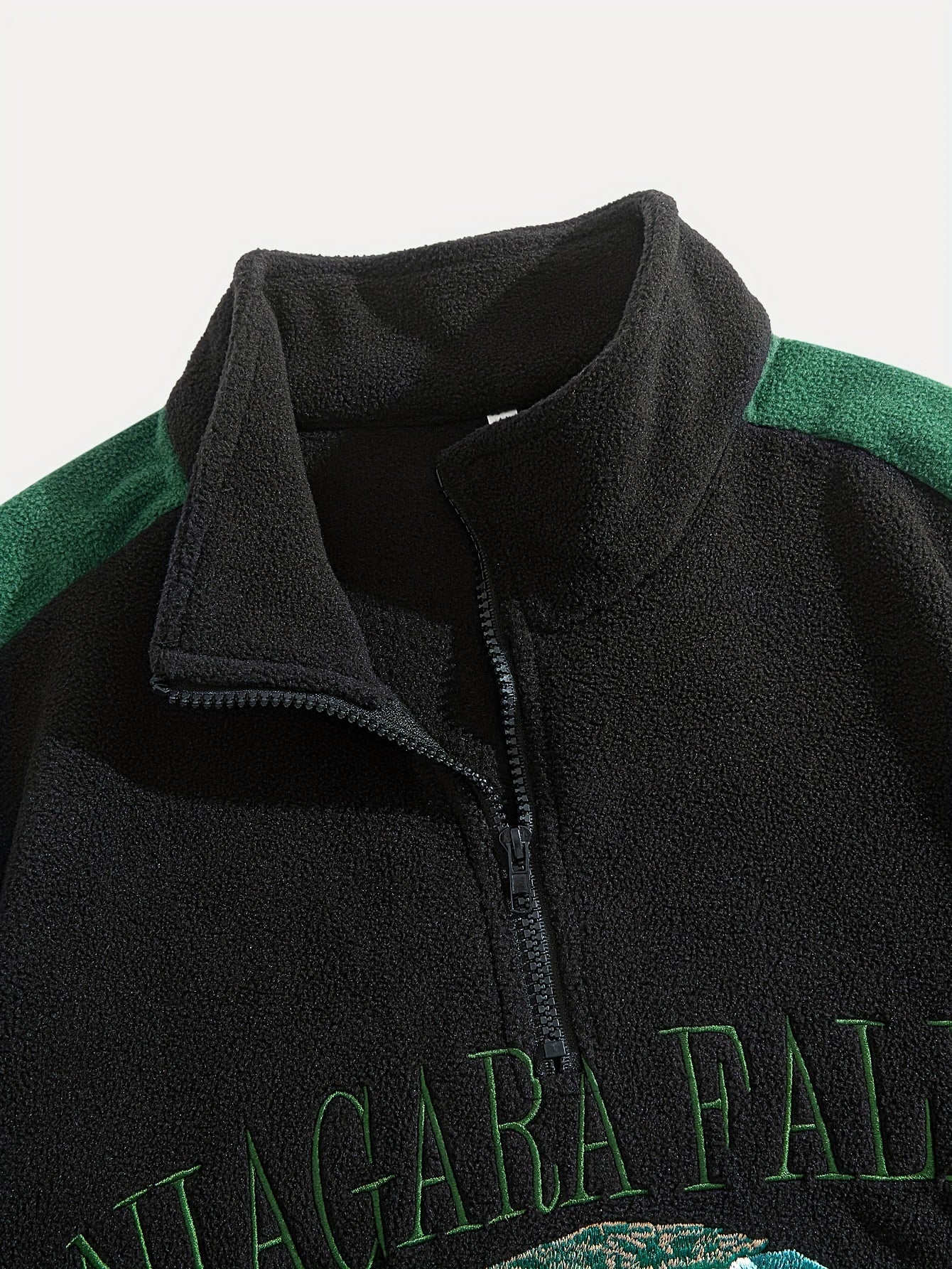 Cozy Sweatshirt Cozy Thickened Men's Niagara Falls Embroidered Fleece Zip-Up Sweatshirt