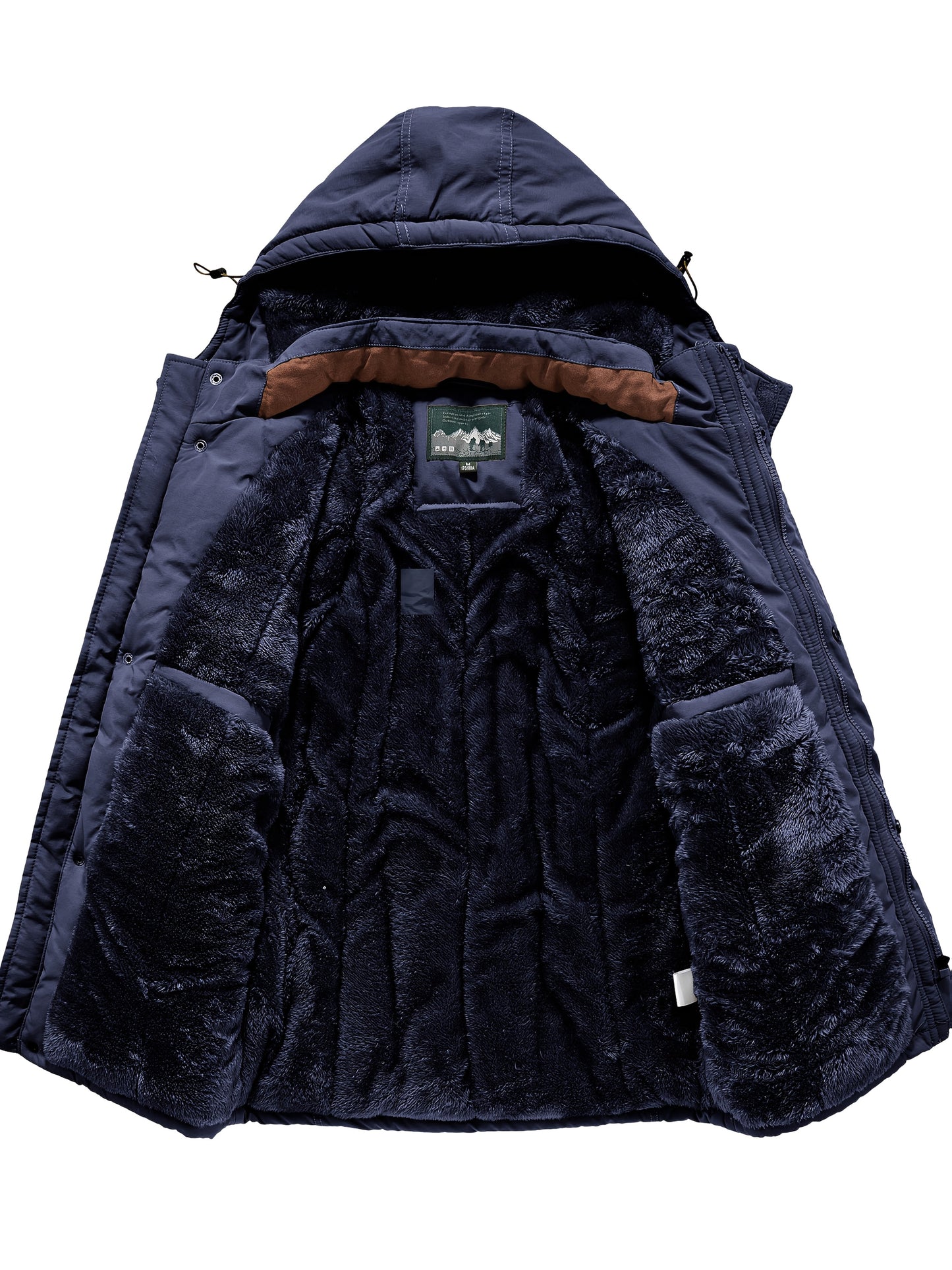 Winter Outdoor Thickened Fleece-Lined Jacket with Removable Hood Casual Windbreaker