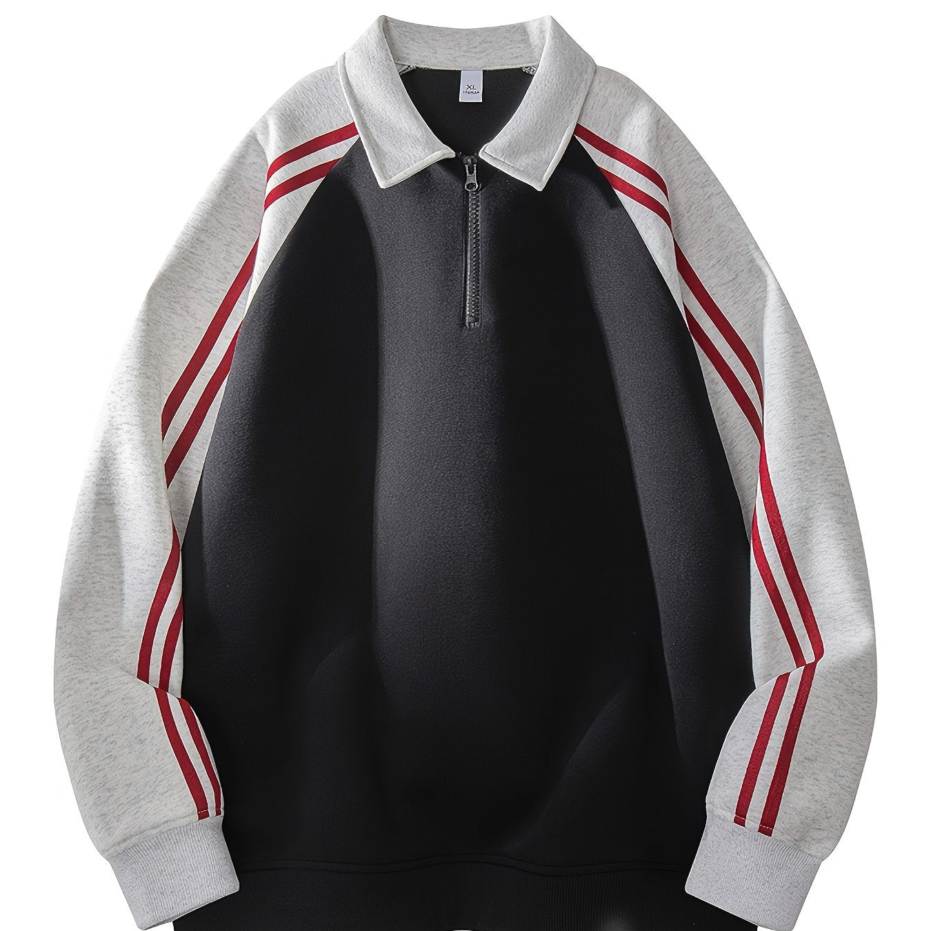 Men's & Women's Color-Block Striped Polo Shirt \u002F Loose Fit Zip-Up Hoodie with Contrast Collar