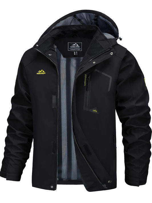 Men's Lightweight Windproof Jacket with Detachable Hood & Full-Zip Closure - Adjustable Cuffs
