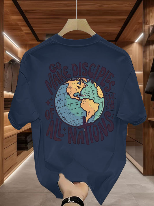 Men's Global Mission T-Shirt - Beige World Peace Tee with \