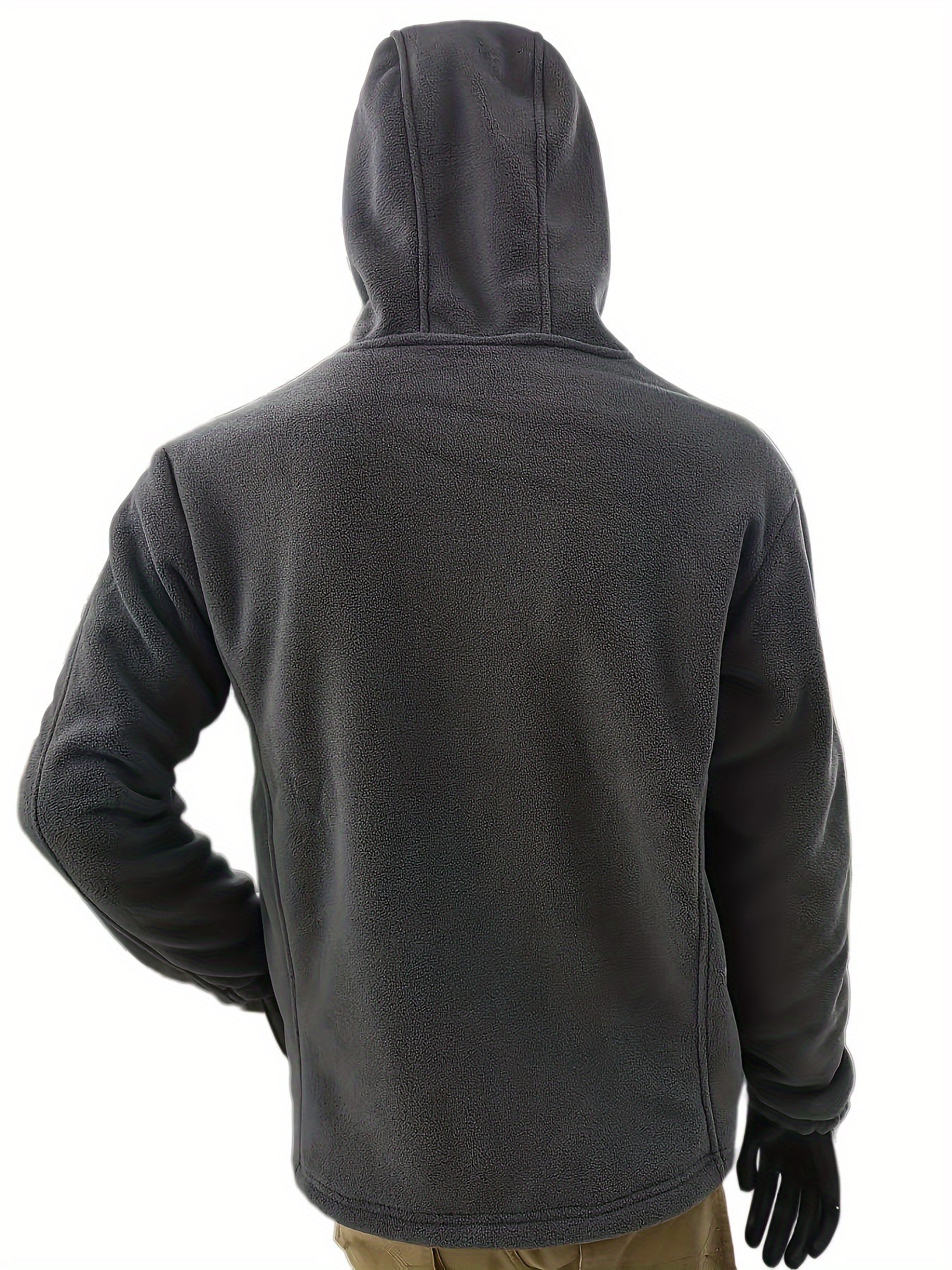 Men'S Casual Hooded Jacket, Polyester Long Sleeve Zip Up Hoodie with Pockets
