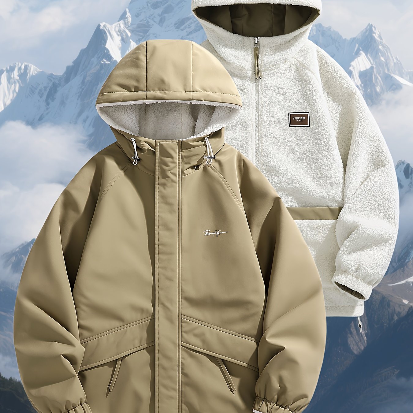 Men's and Unisex Reversible Hooded Jacket - Zip Closure, Flap Front Design