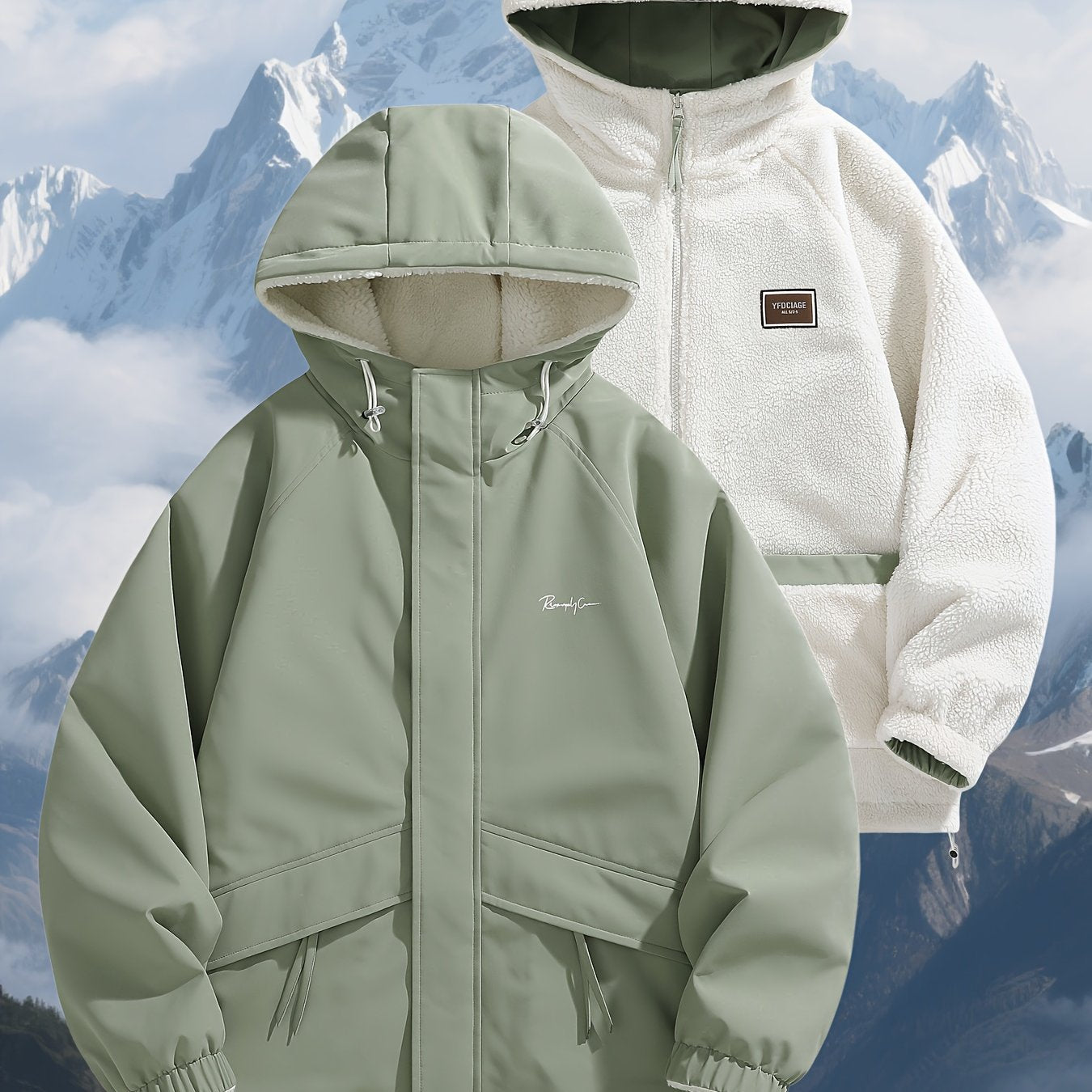 Men's and Unisex Reversible Hooded Jacket - Zip Closure, Flap Front Design