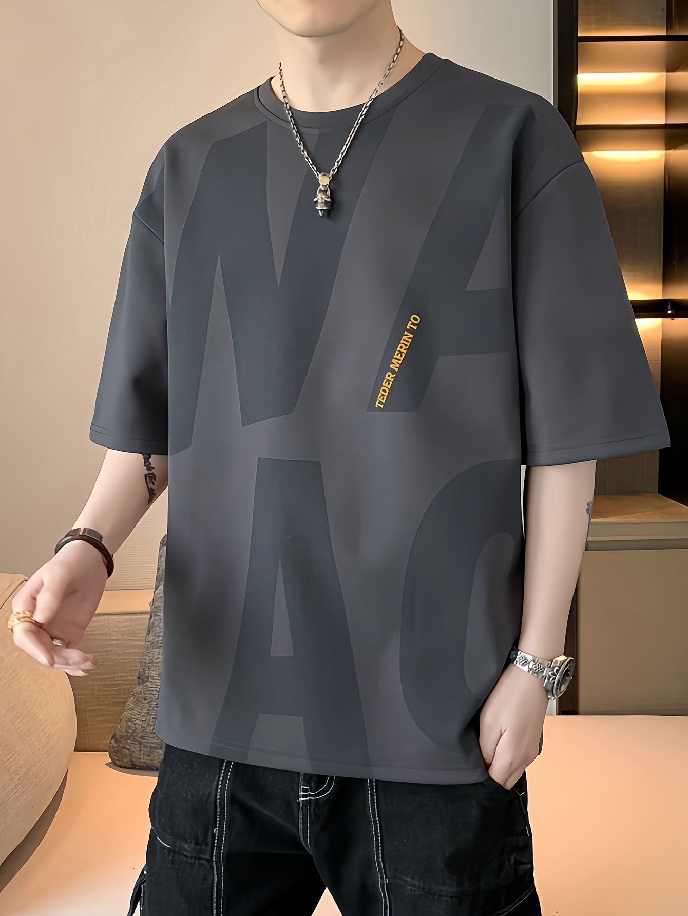 Men's Loose Fit Summer Graphic T-Shirt - \