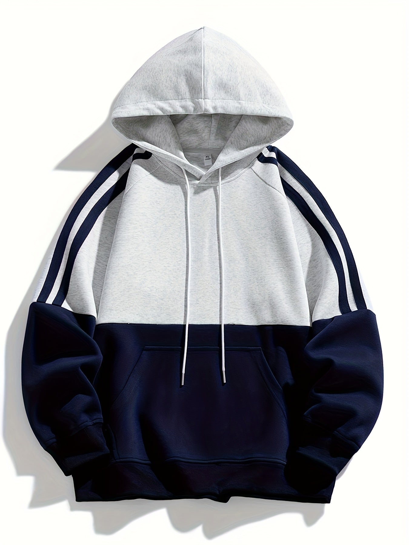 Men'S Casual Color Block Hoodie with Pockets - & Brown Two-Tone Design