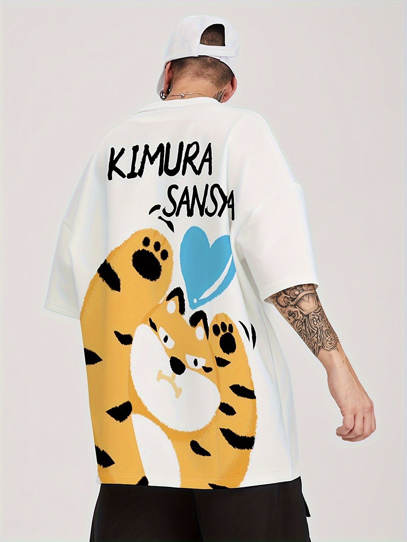 KIMURA SANSYA Couple'S Matching T-Shirts - Cute Heart & Tiger Graphic