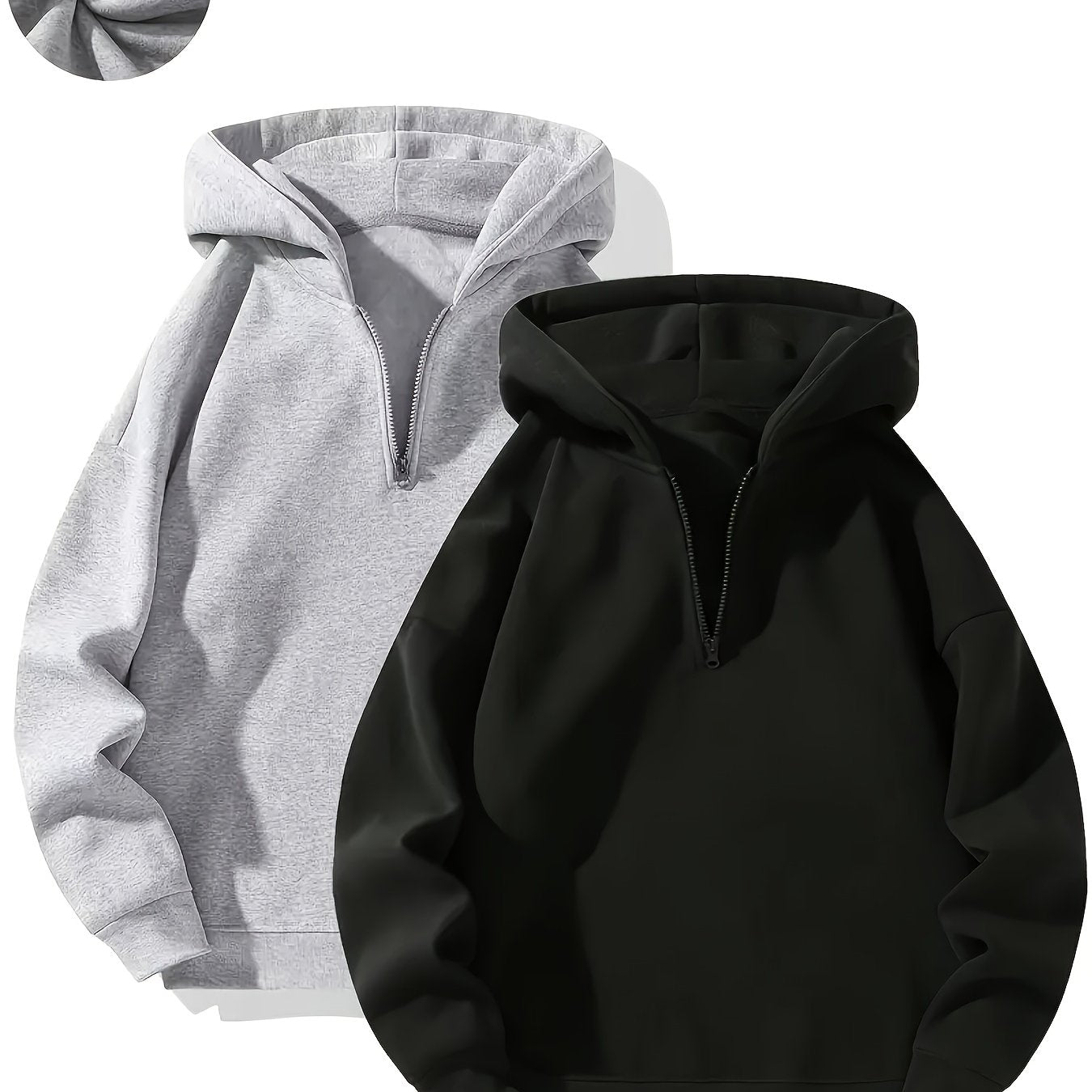 Sporty Sweatshirts 2pcs Sporty Comfortable Fleece-Lined Half-Zip Hooded Sweatshirts
