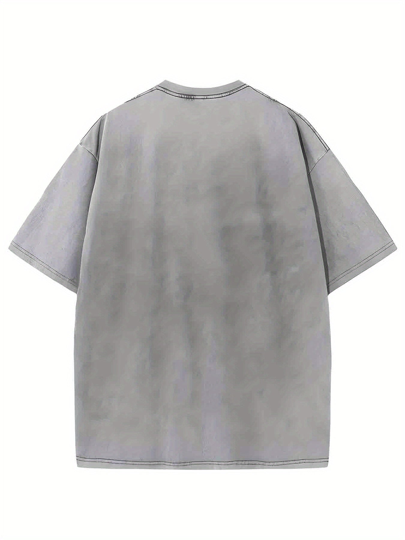 1pc, Vintage-Inspired Surprised Kitten Print T-Shirt, High-Quality Waxed Cotton, Relaxed Fit, Short Sleeve, Round Neck