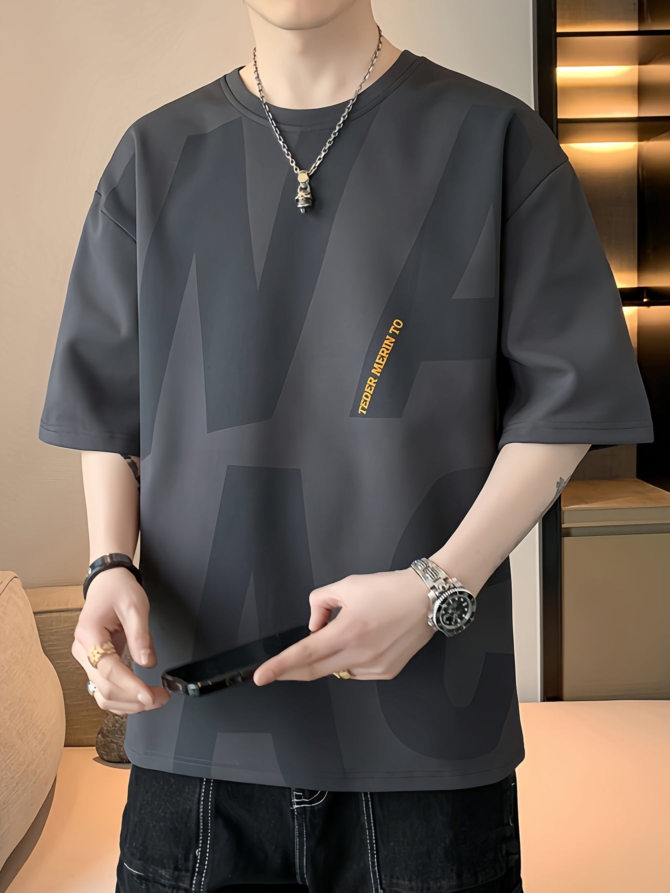 Men's Loose Fit Summer Graphic T-Shirt - \