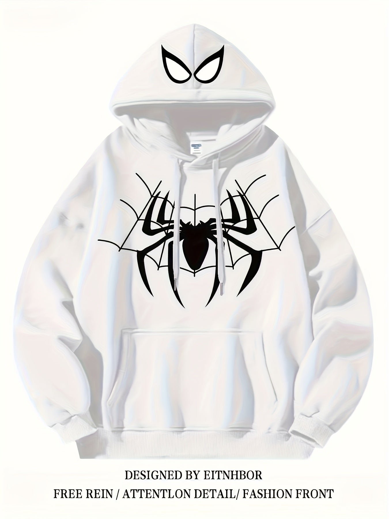 Spider Print Hoodie Stylish Black Spider Print Men's Hoodie
