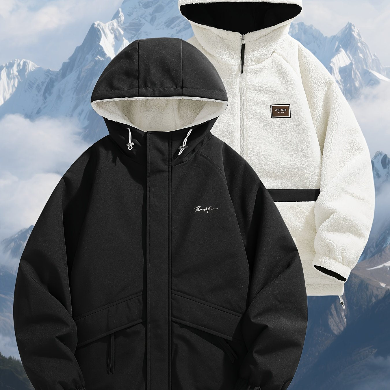 Men's and Unisex Reversible Hooded Jacket - Zip Closure, Flap Front Design