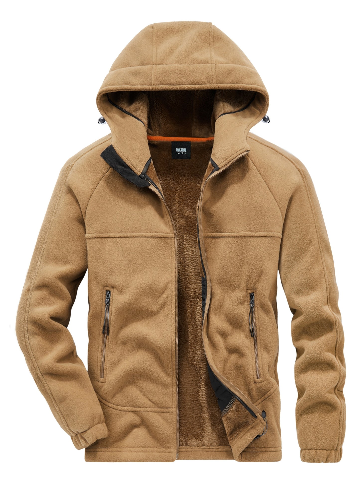 Men'S Casual Hooded Jacket, Polyester Long Sleeve Zip Up Hoodie with Pockets