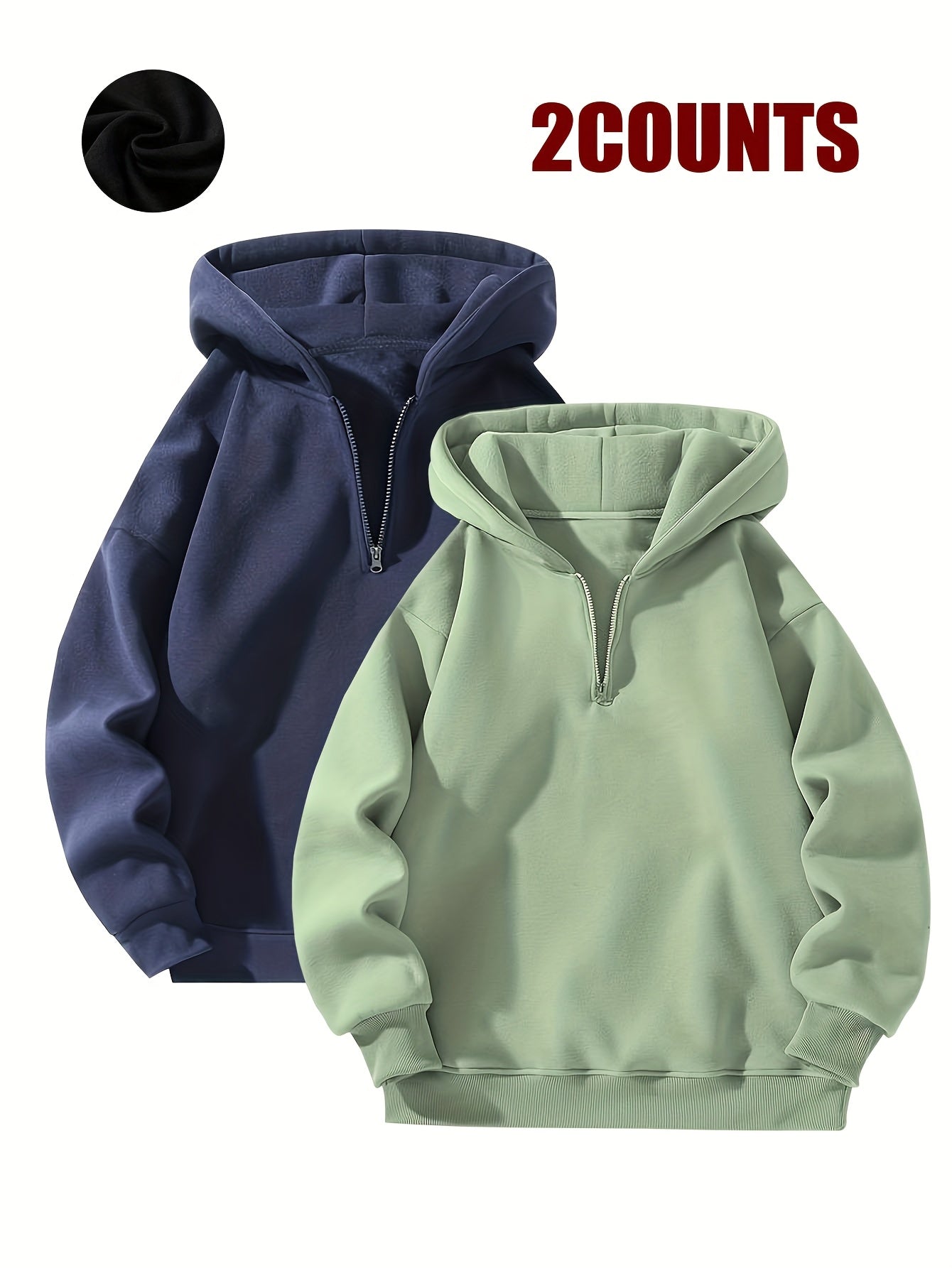 2pcs Couple's Hoodies 2pcs Cozy Couple's Matching Hooded Sweatshirts