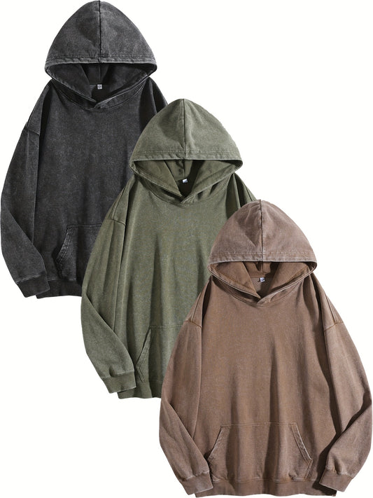 3-Pack & Heavy-Duty Hoodies - Pre-Washed Soft Vintage Oversized Sweatshirts