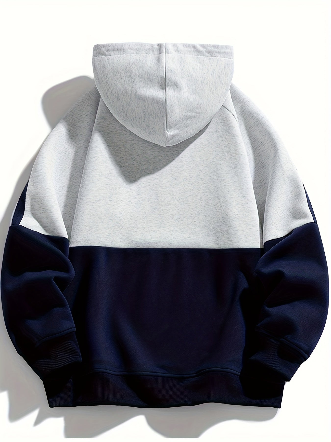 Men'S Casual Color Block Hoodie with Pockets - & Brown Two-Tone Design
