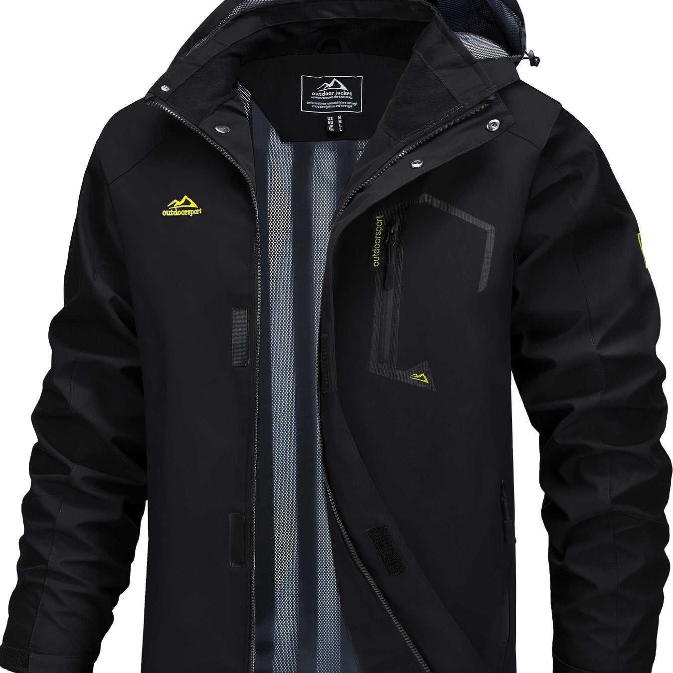 Men's Lightweight Windproof Jacket with Detachable Hood & Full-Zip Closure - Adjustable Cuffs