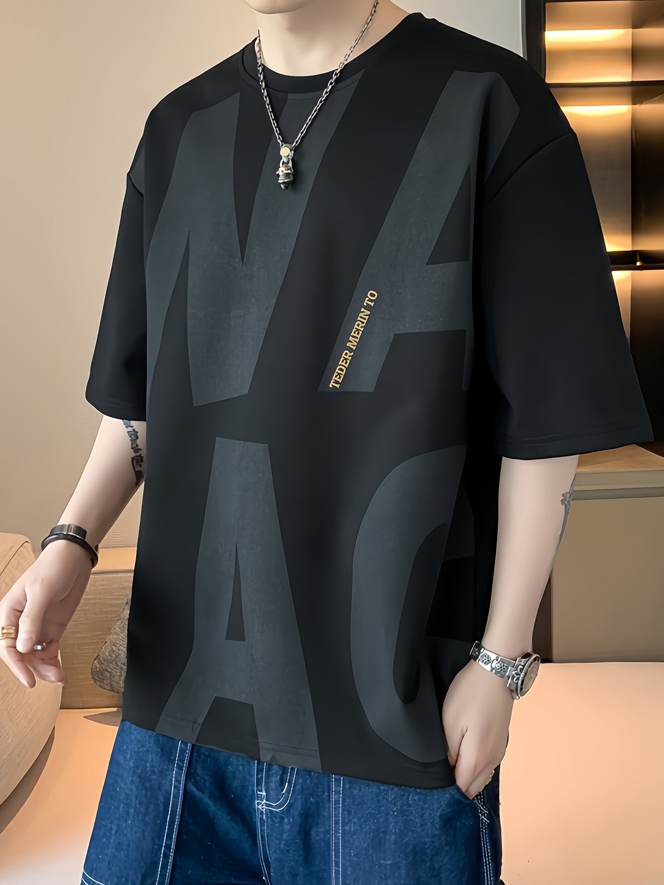 Men's Loose Fit Summer Graphic T-Shirt - \