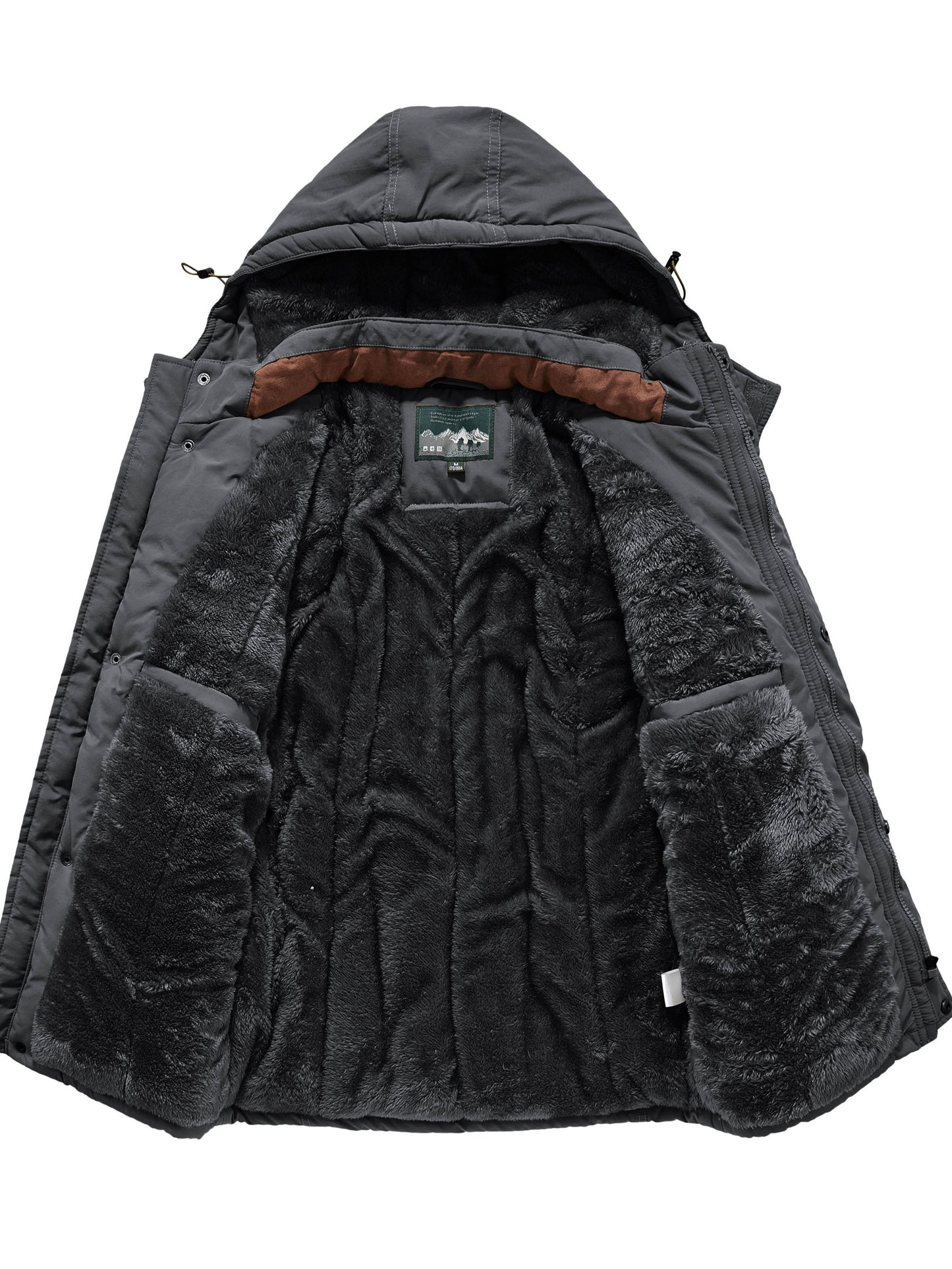 Winter Outdoor Thickened Fleece-Lined Jacket with Removable Hood Casual Windbreaker