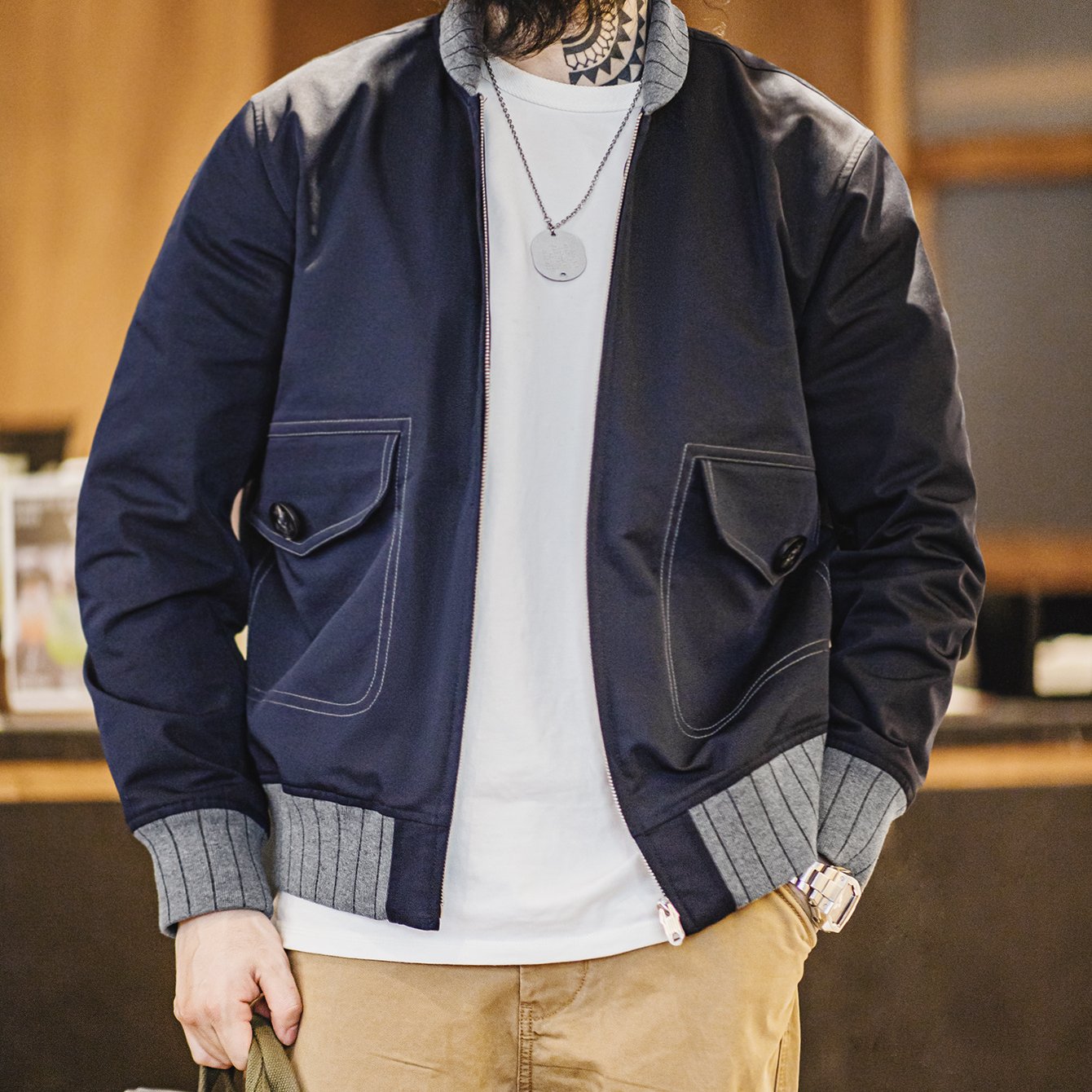 Retro Color Blocking Bomber Jacket - Casual Stylish Men's Outdoor Coat As Gift