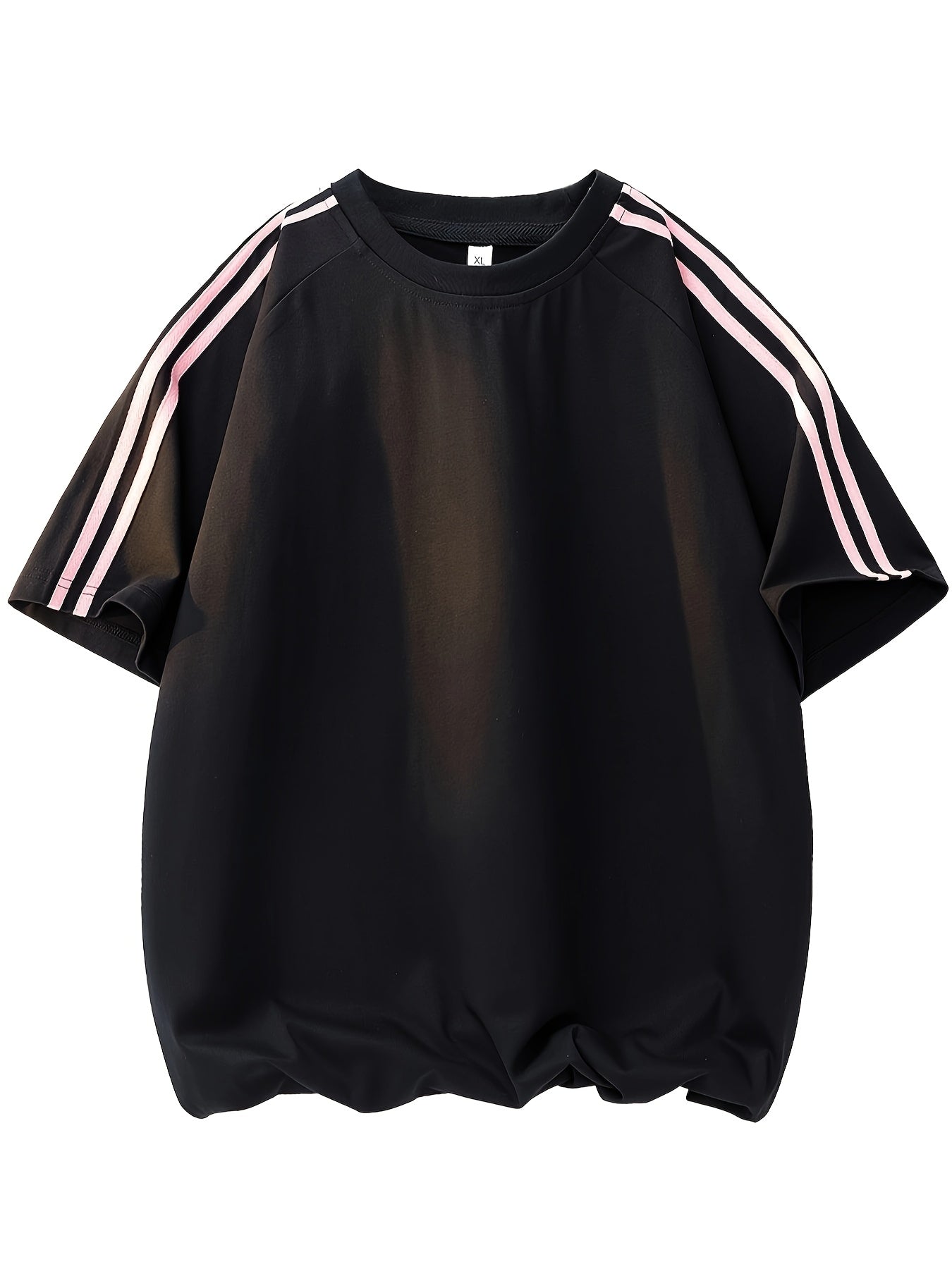 2pcs Men'S & Women'S Short Sleeve T-Shirts with Side Stripes - Comfortable Lightweight Polyester
