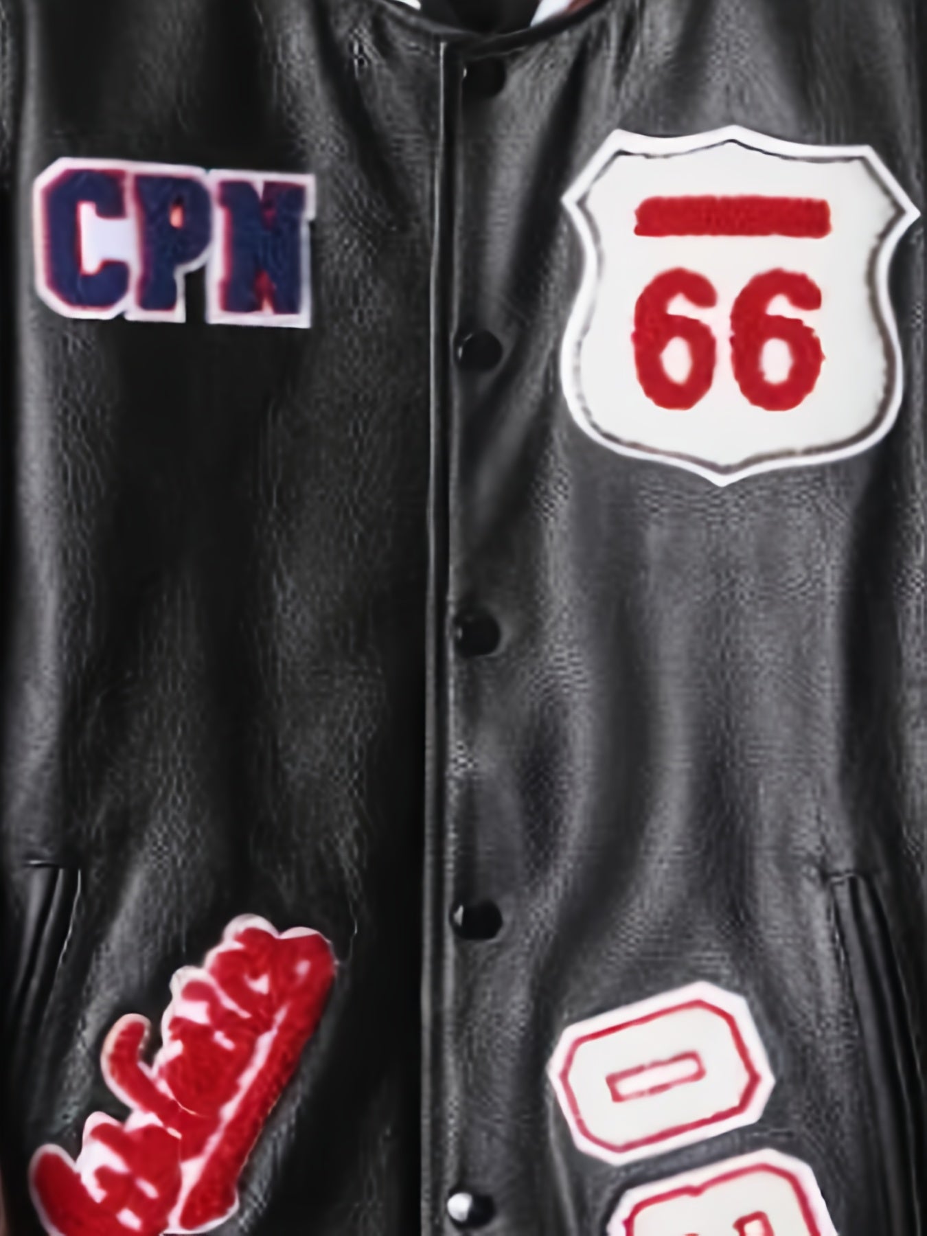 Men'S Embroidered Baseball Jacket, Casual Faux Leather with Polyester Lining, Stand Collar