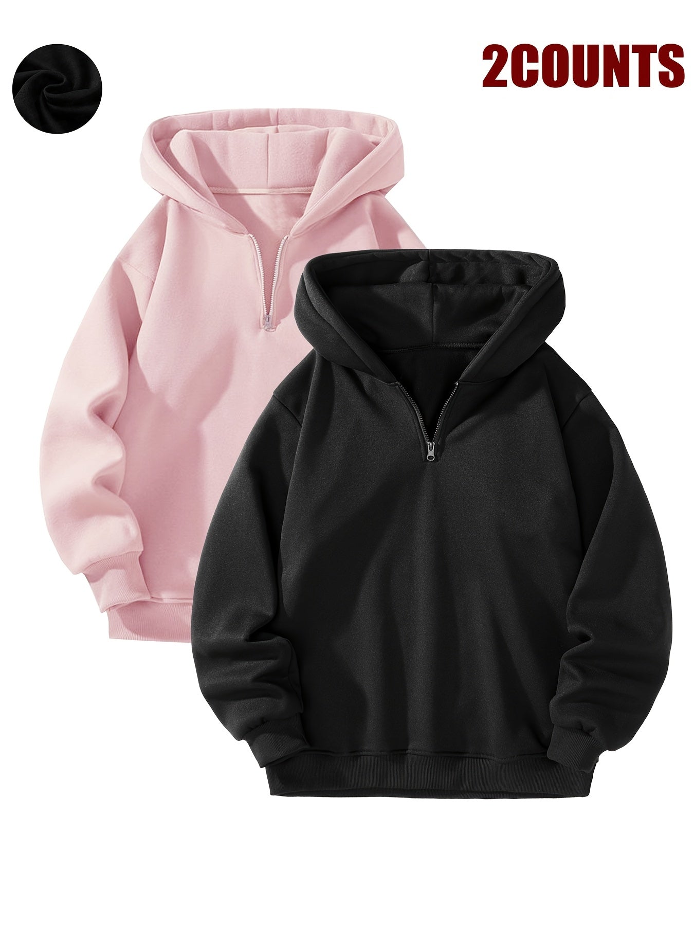 2pcs Couple's Hoodies 2pcs Cozy Couple's Matching Hooded Sweatshirts