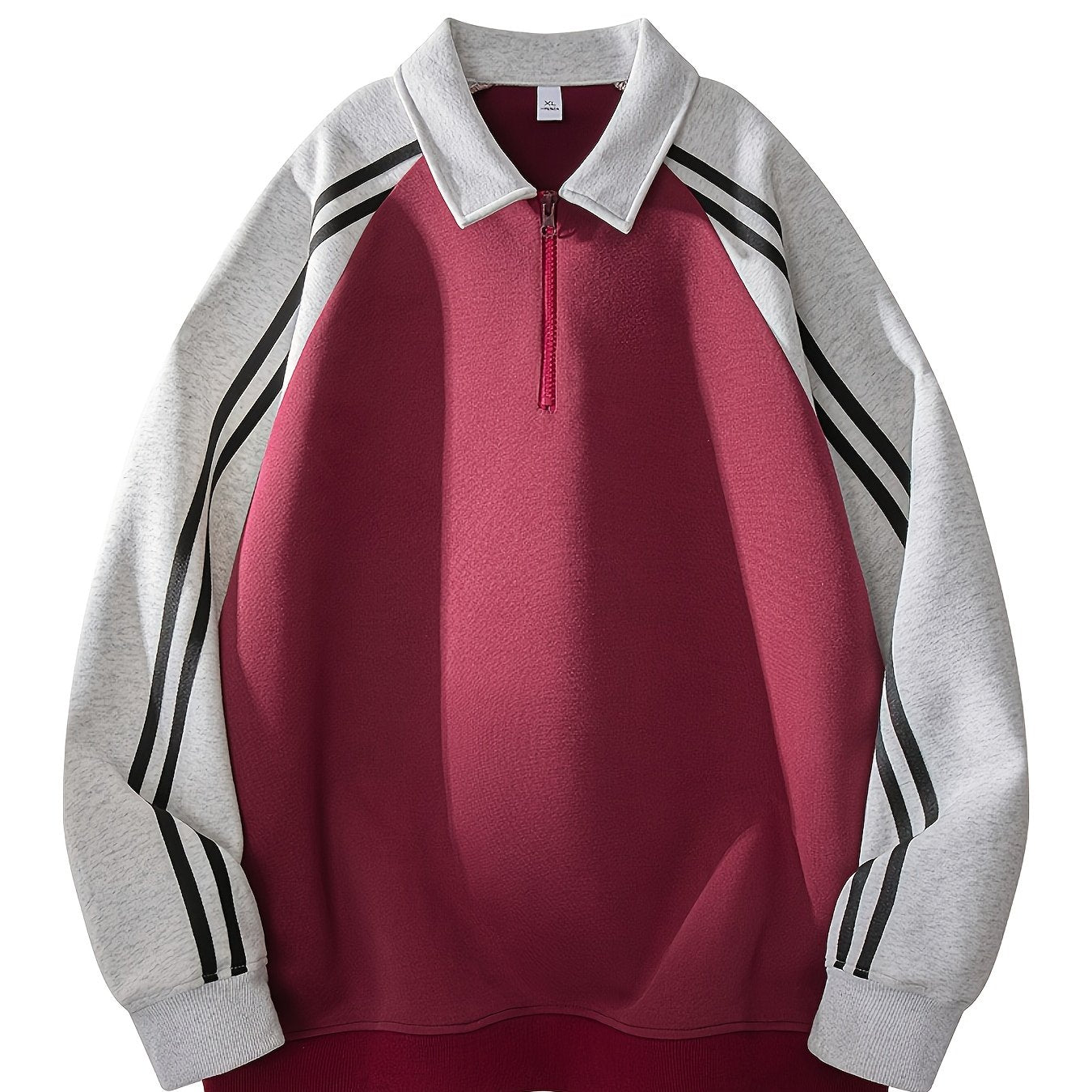 Men's & Women's Color-Block Striped Polo Shirt \u002F Loose Fit Zip-Up Hoodie with Contrast Collar