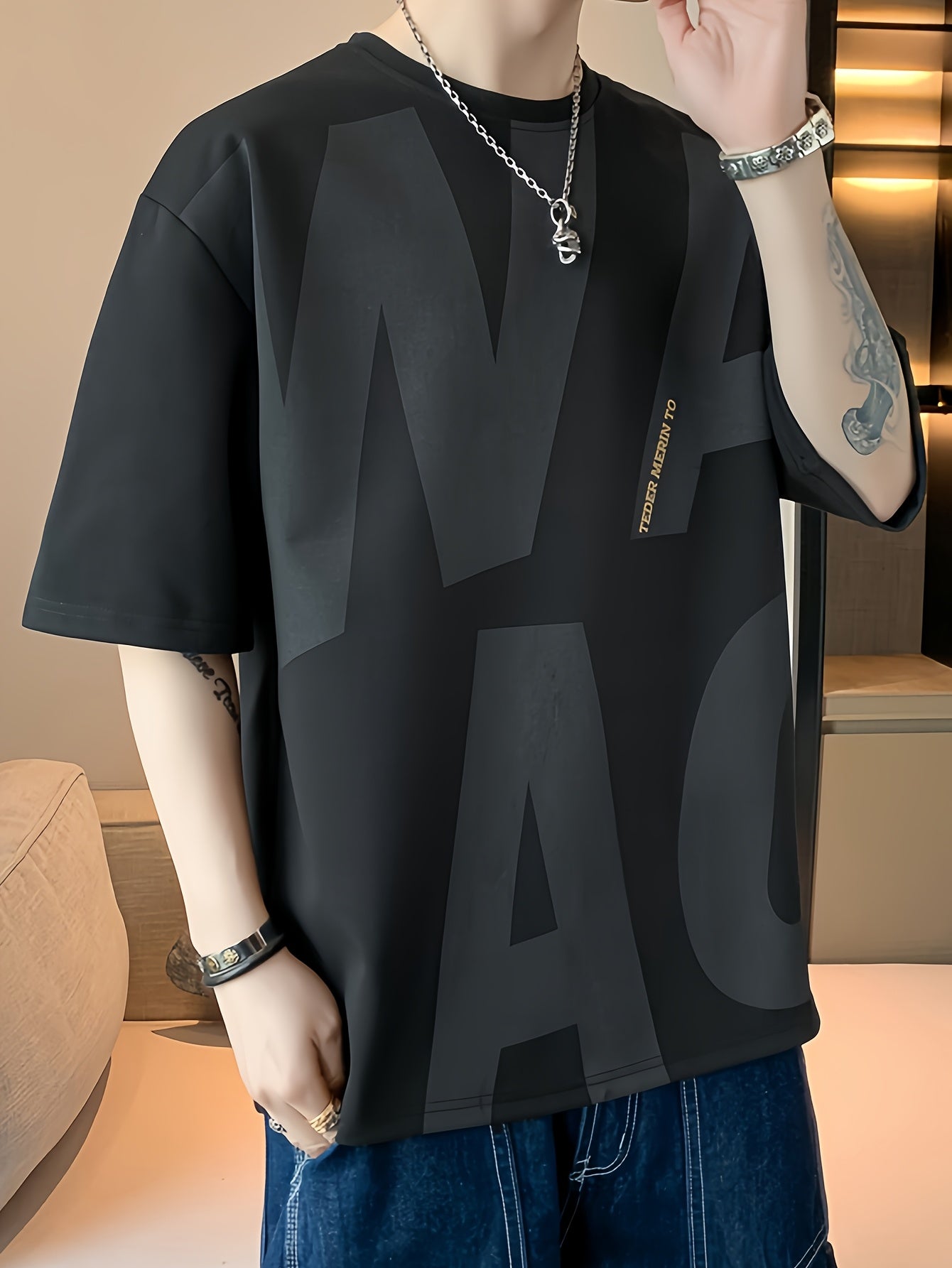 Men's Loose Fit Summer Graphic T-Shirt - \