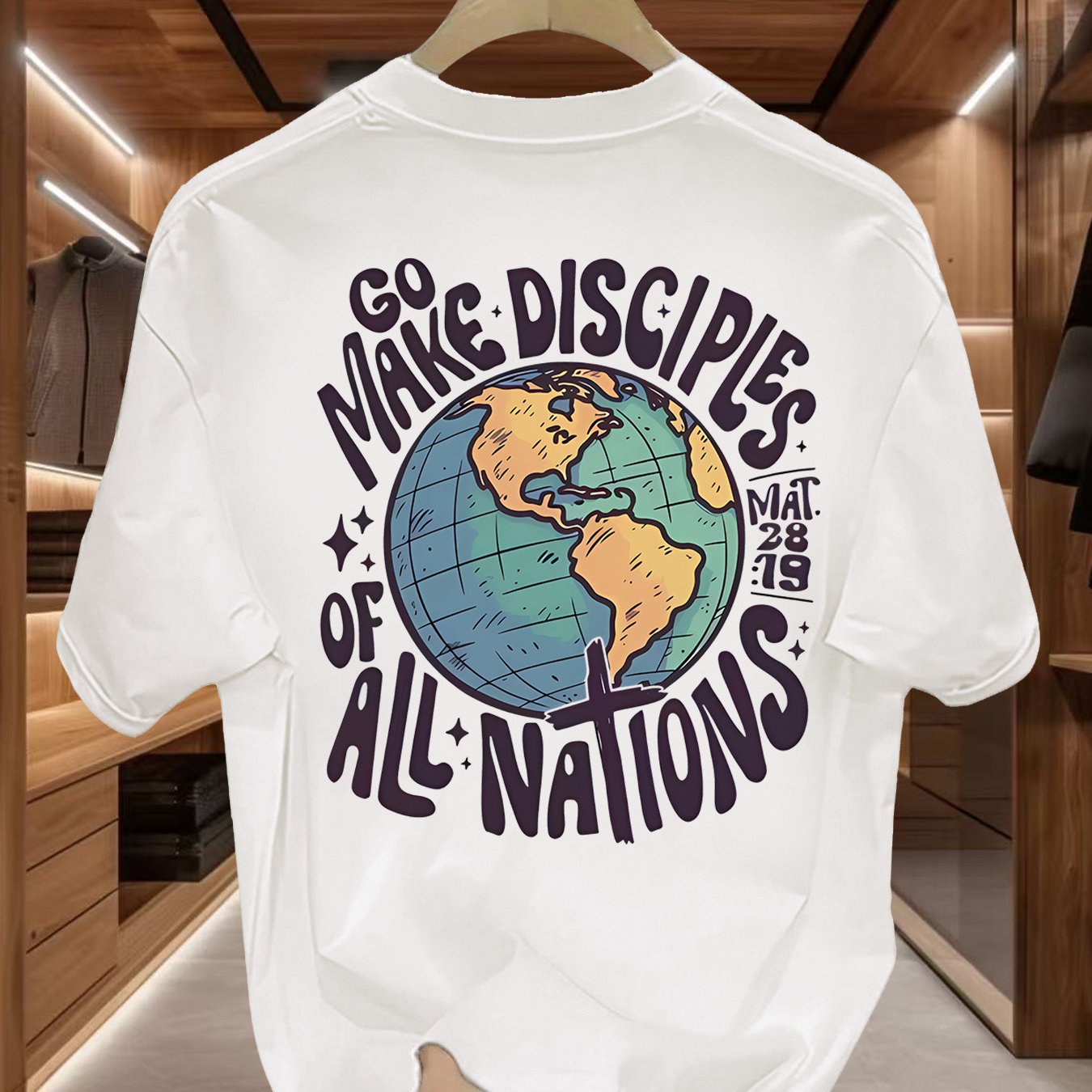 Men's Global Mission T-Shirt - Beige World Peace Tee with \