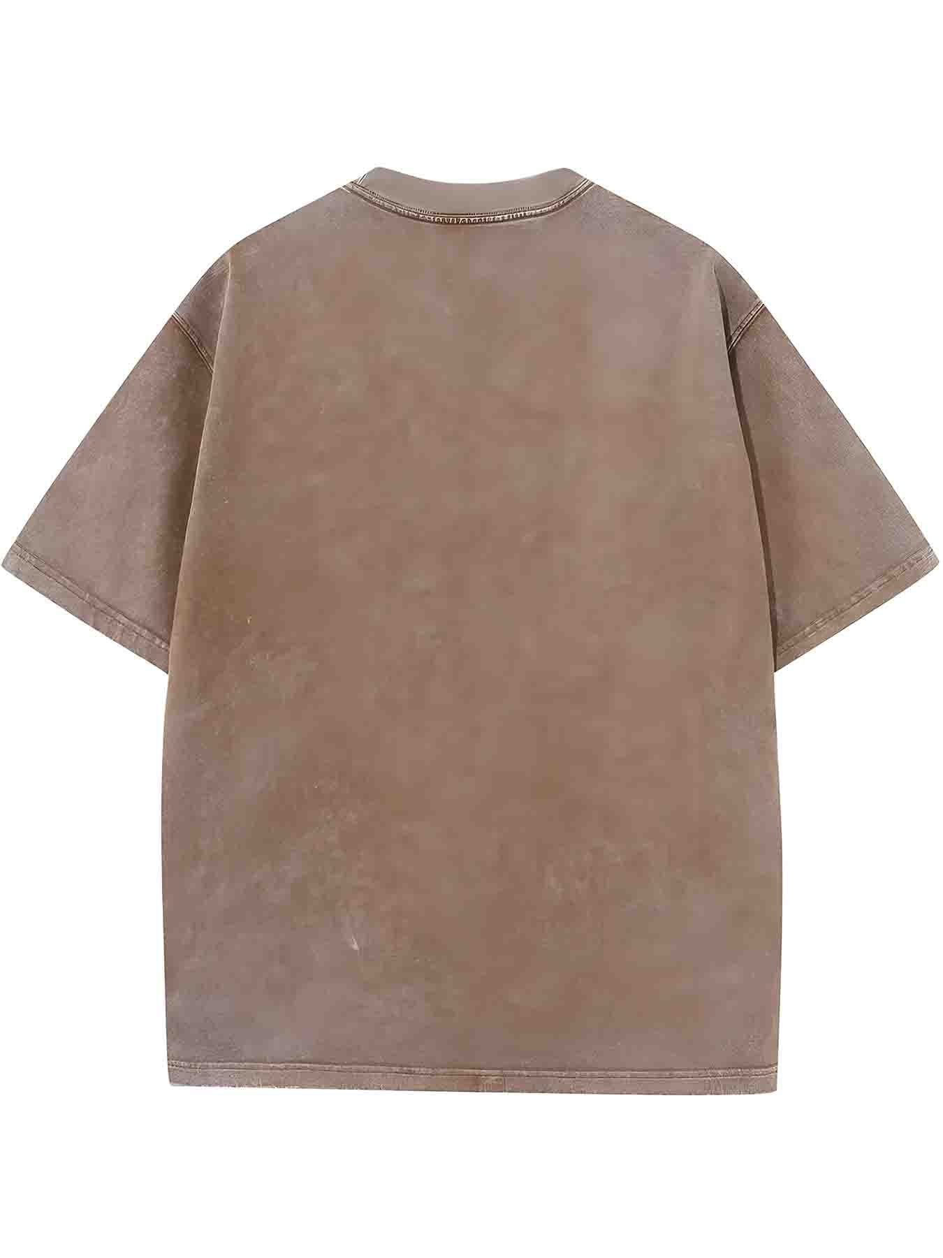 1pc, Vintage-Inspired Surprised Kitten Print T-Shirt, High-Quality Waxed Cotton, Relaxed Fit, Short Sleeve, Round Neck