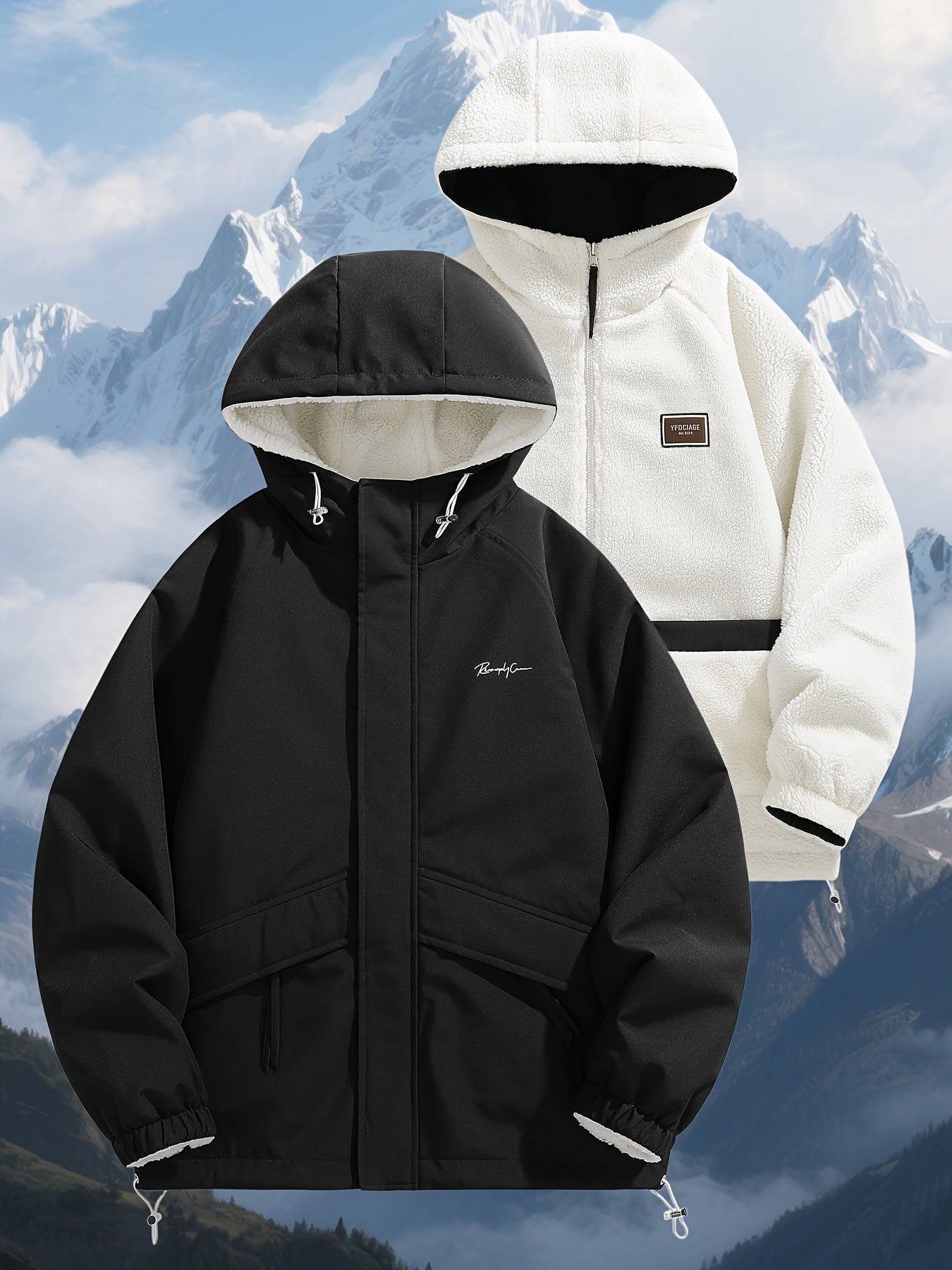 Men's and Unisex Reversible Hooded Jacket - Zip Closure, Flap Front Design