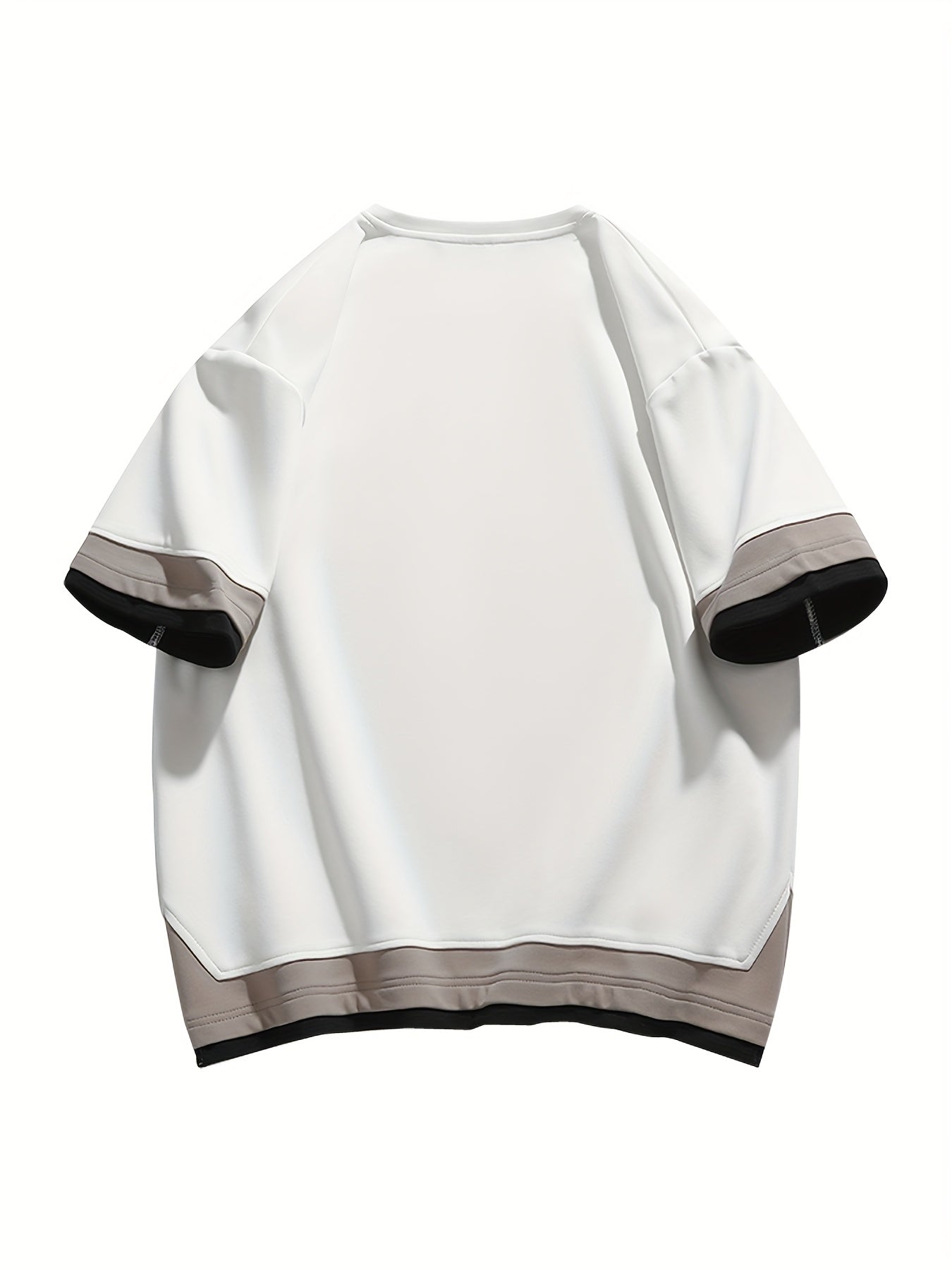 Men's Summer Short Sleeve T-Shirt - Color-Block Half-Zip Design, 100% Polyester Lightweight 100gsm