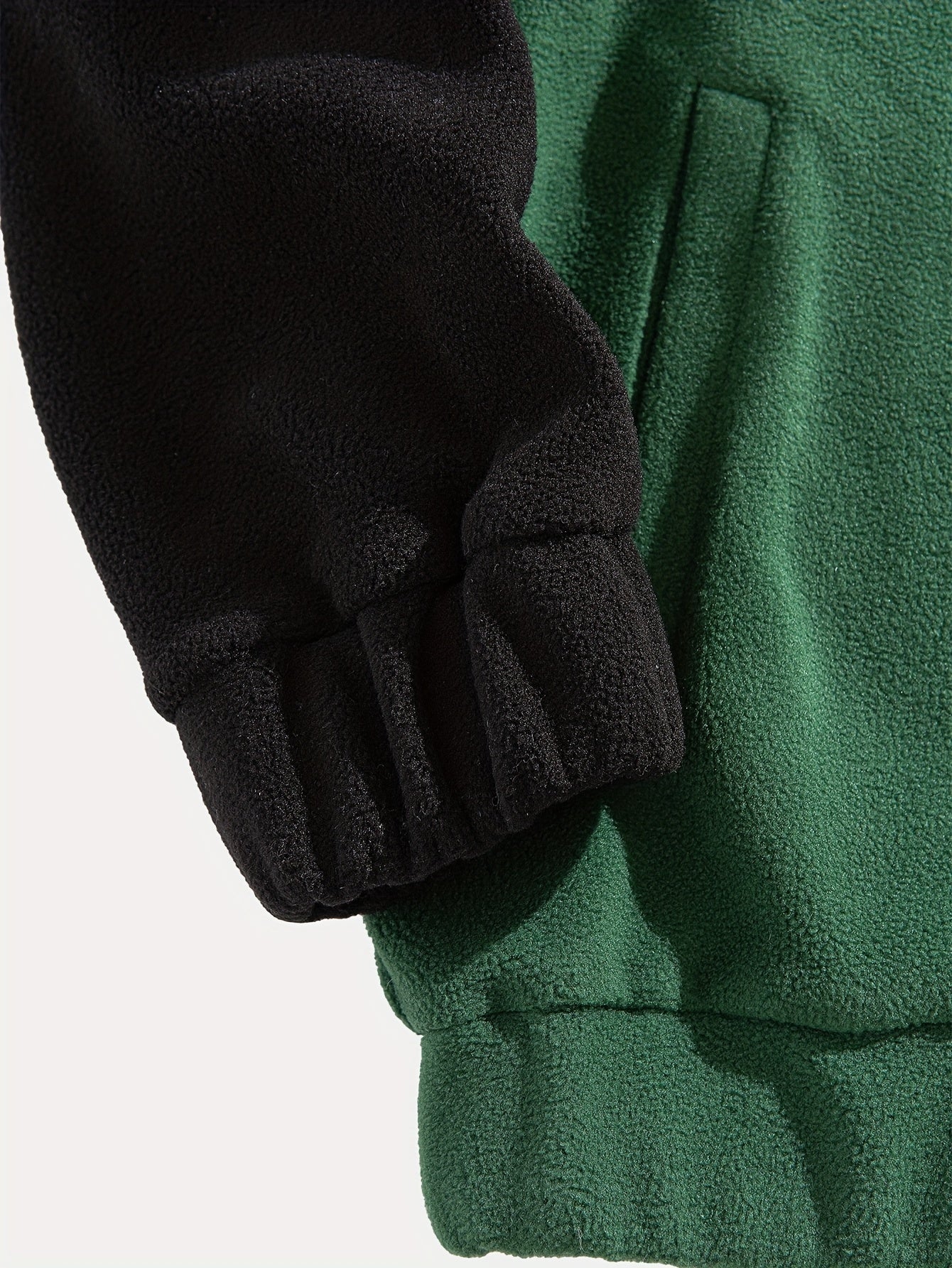 Men'S Color Block Fleece Zip-Up Hoodie with Embroidered Logo - High Neck, Long Sleeve