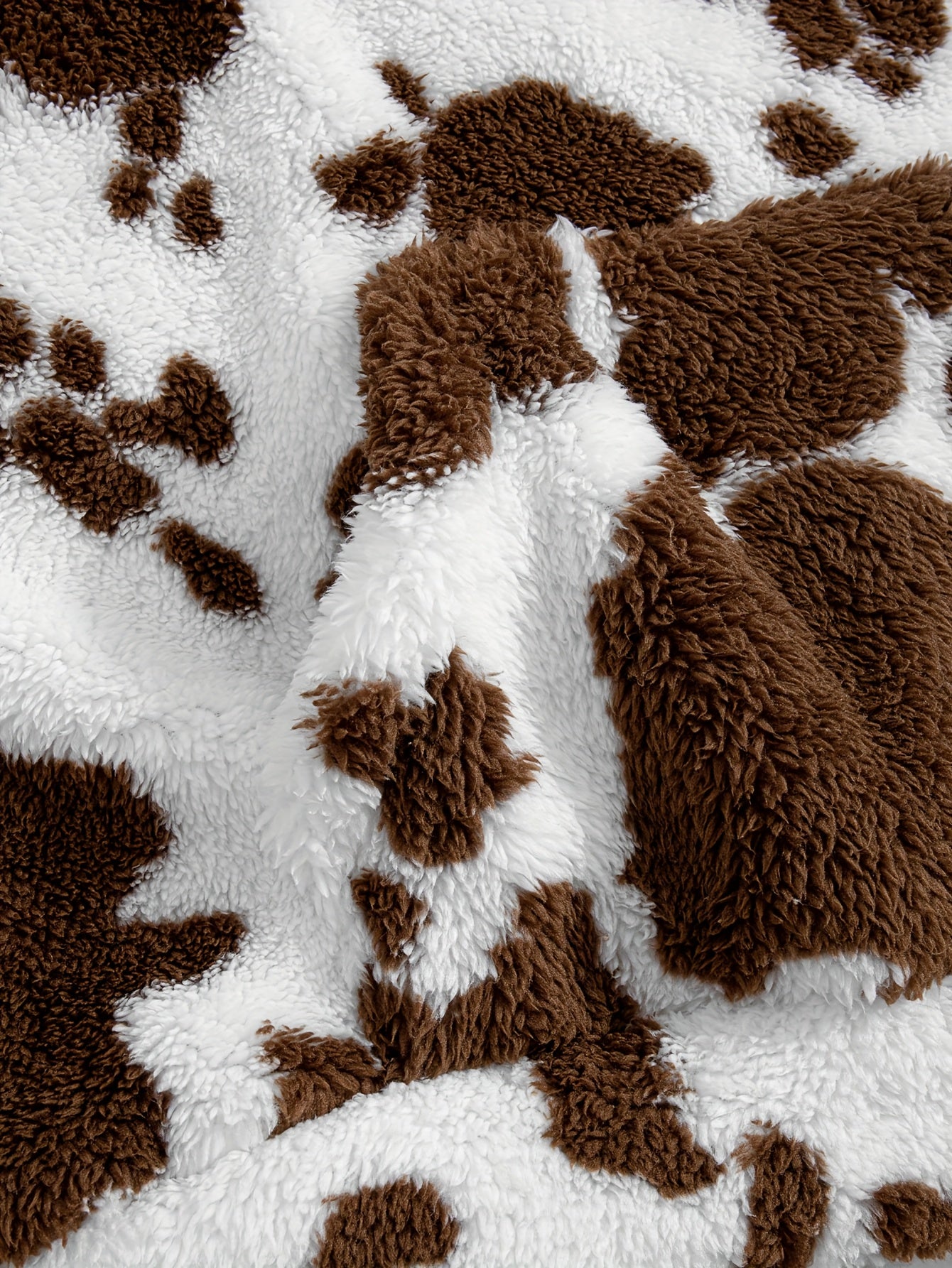 1pc Men'S Plush Hooded Sweatshirt - Soft Warm Winter Pullover with Brown & Cow Print