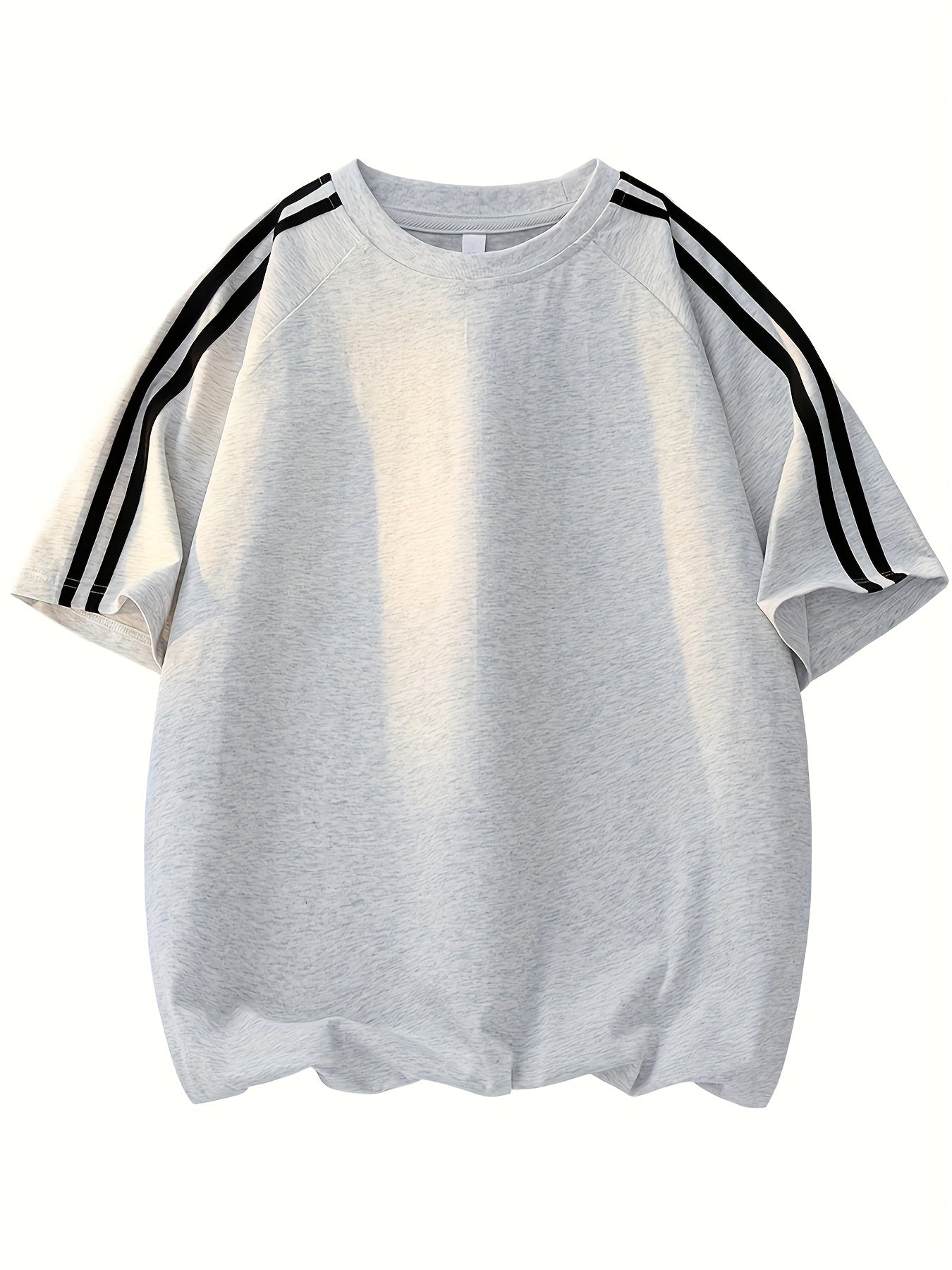 2pcs Men'S & Women'S Short Sleeve T-Shirts with Side Stripes - Comfortable Lightweight Polyester