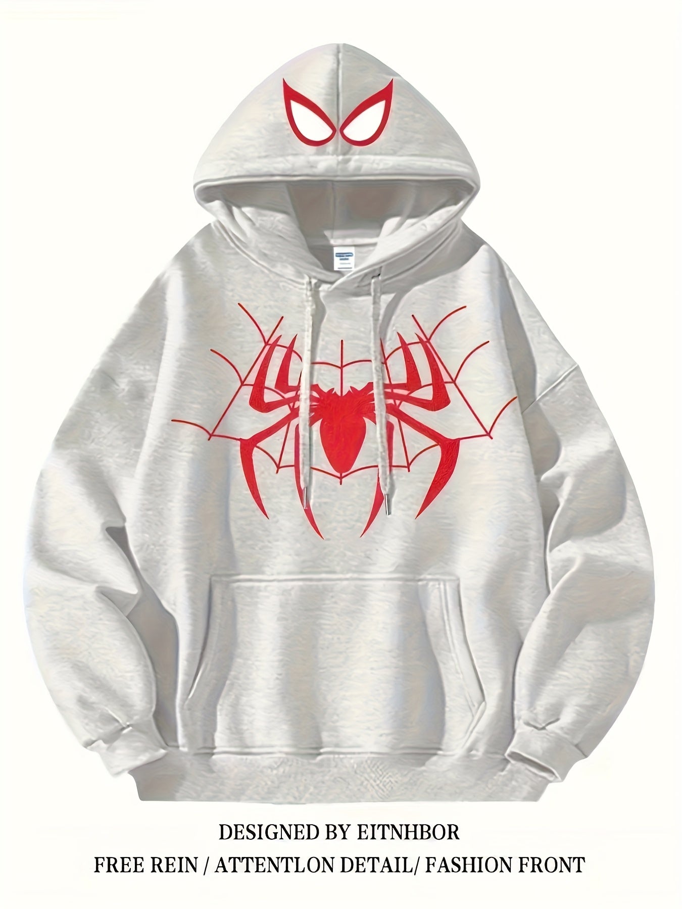 Spider Print Hoodie Stylish Black Spider Print Men's Hoodie
