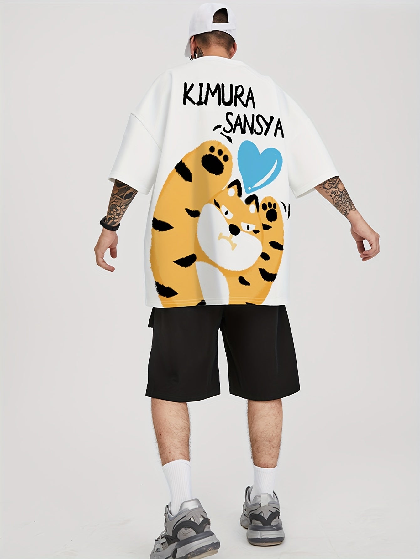 KIMURA SANSYA Couple'S Matching T-Shirts - Cute Heart & Tiger Graphic