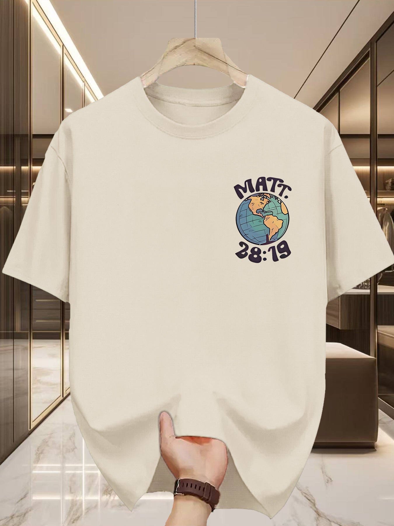 Men's Global Mission T-Shirt - Beige World Peace Tee with \